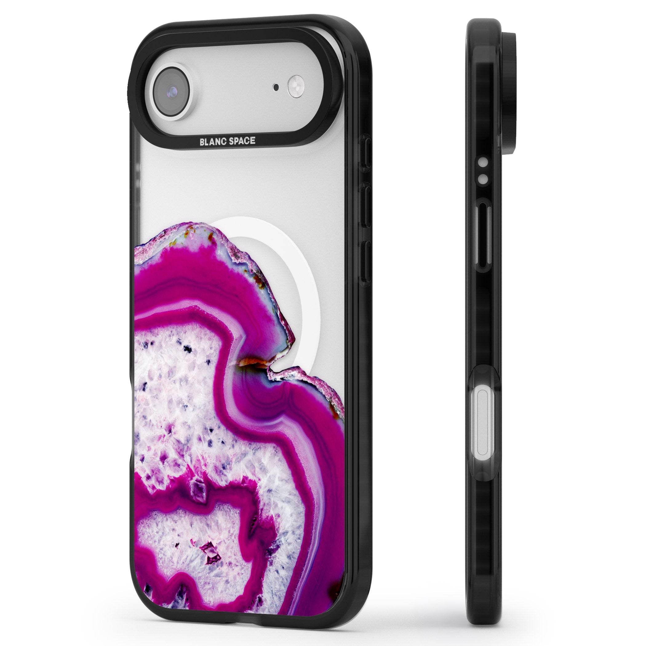 Violet Crystal Agate iPhone 17 Air Impact Pro Black Phone Case Side Profile