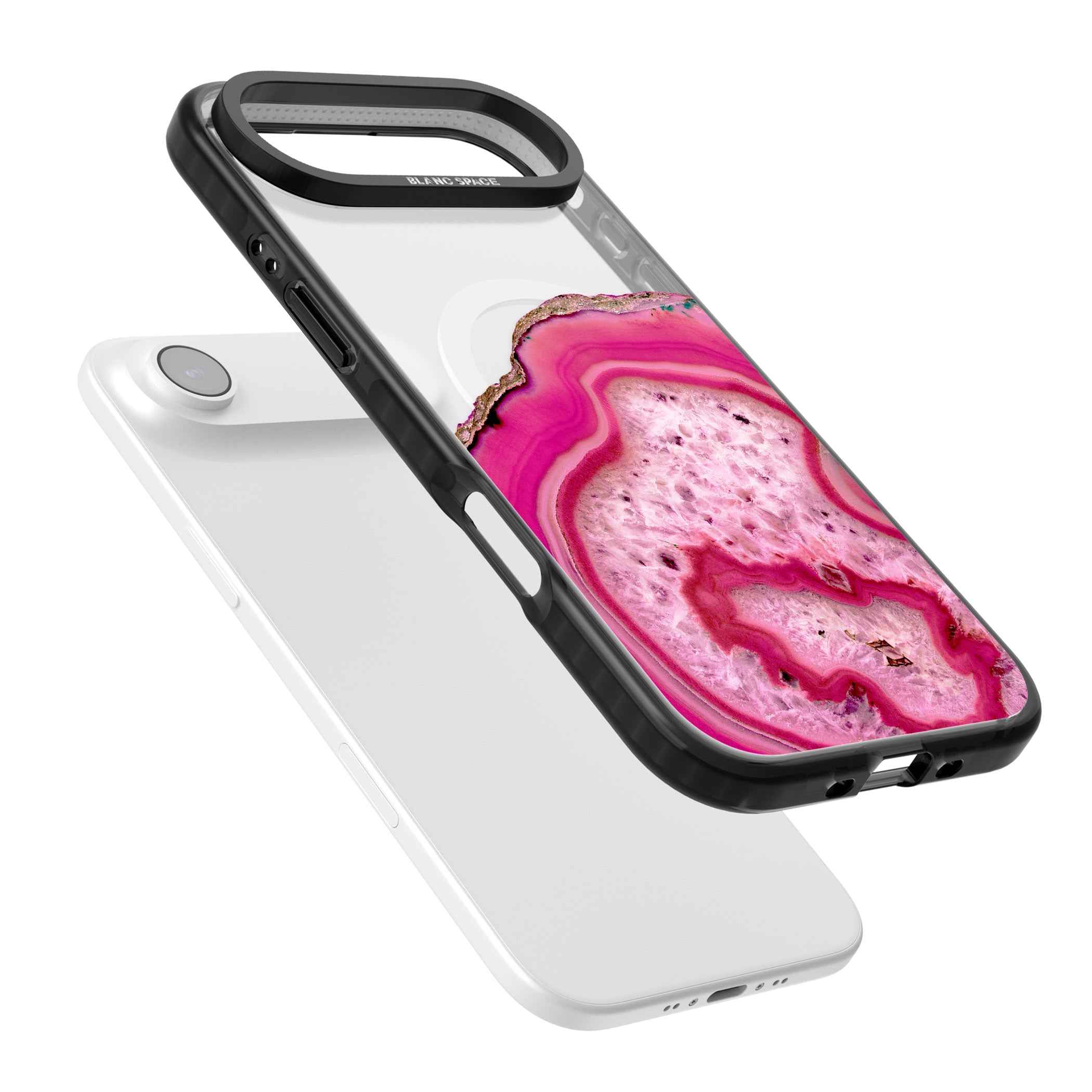 Pink Geode Crystal iPhone 17 Air Impact Pro Black Phone Case Colours