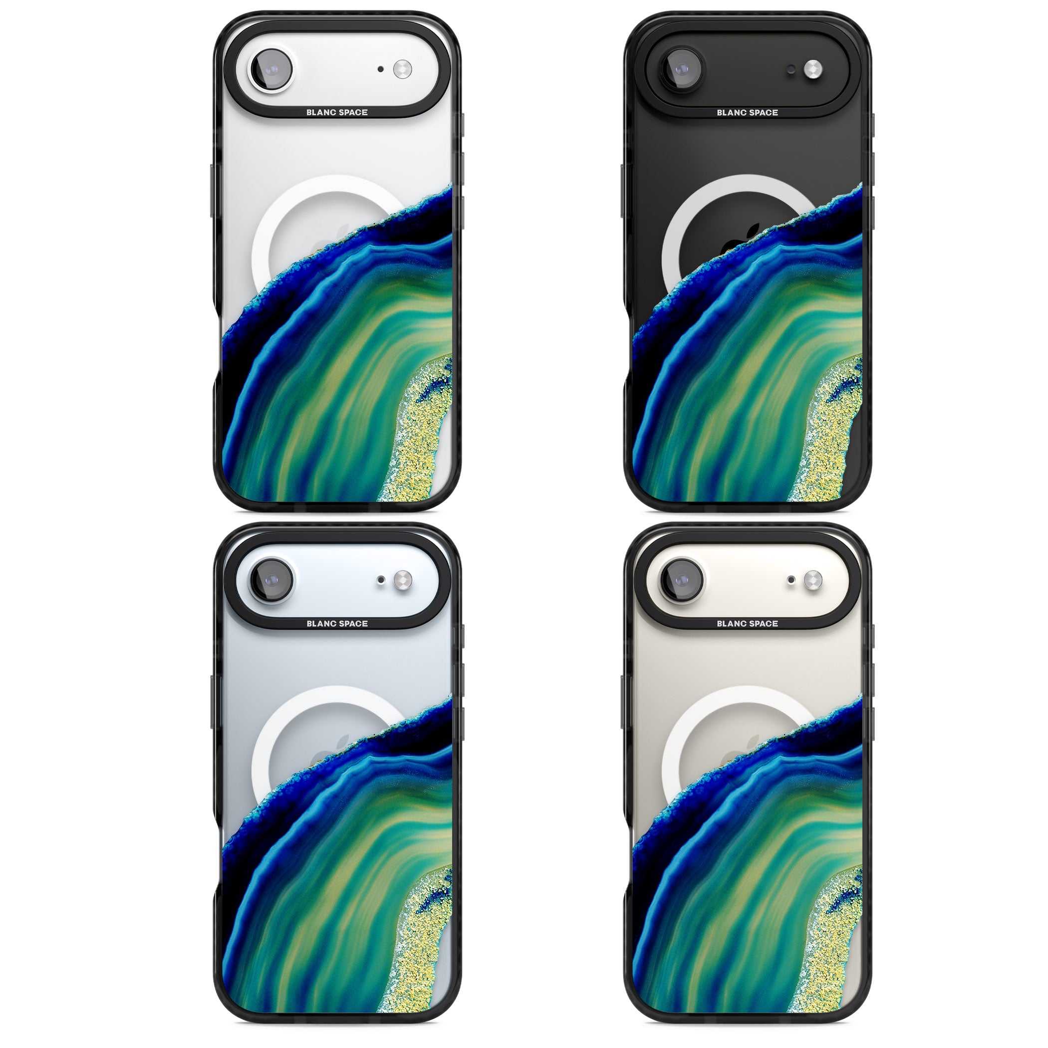 Green & Blue Emerald Geode iPhone 17 Air Impact Pro Black Phone Case APT Impact Protection