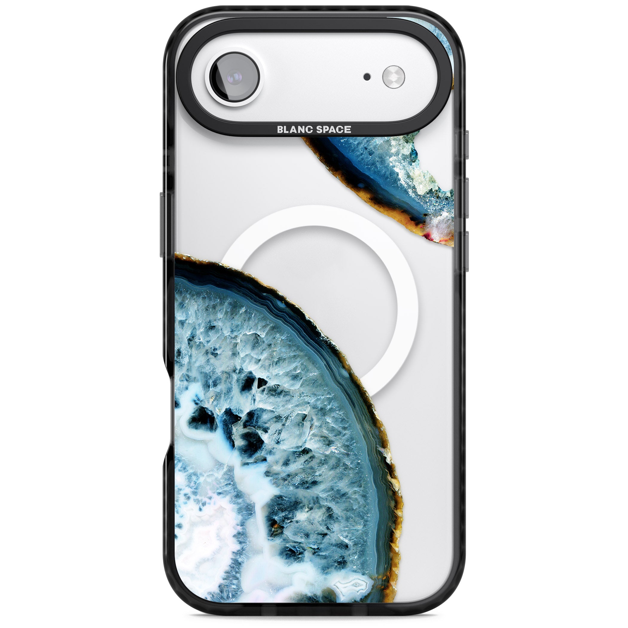 Blue Agate Slice iPhone 17 Air Impact Pro Black Phone Case