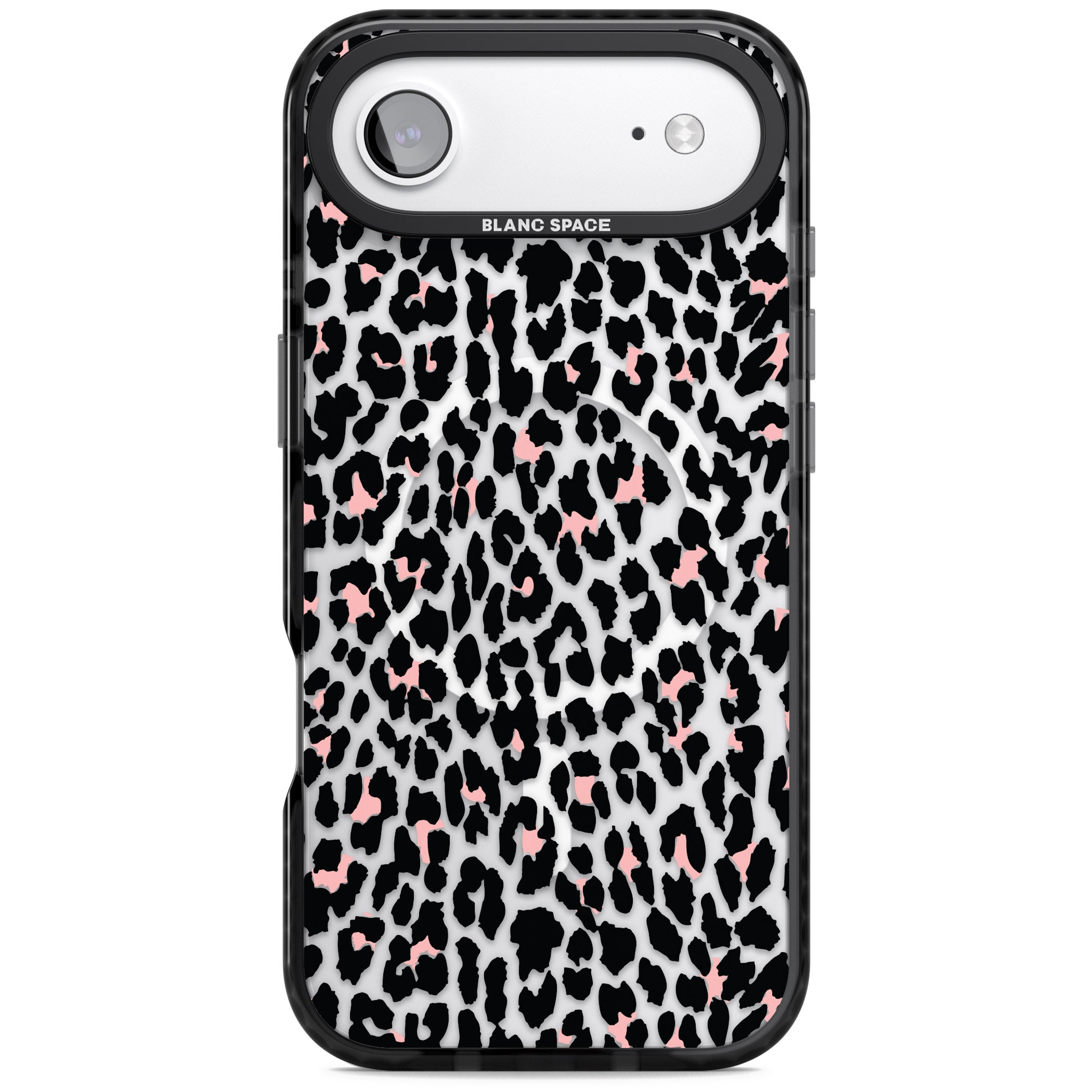 Pink Leopard Print iPhone 17 Air Impact Pro Black Phone Case
