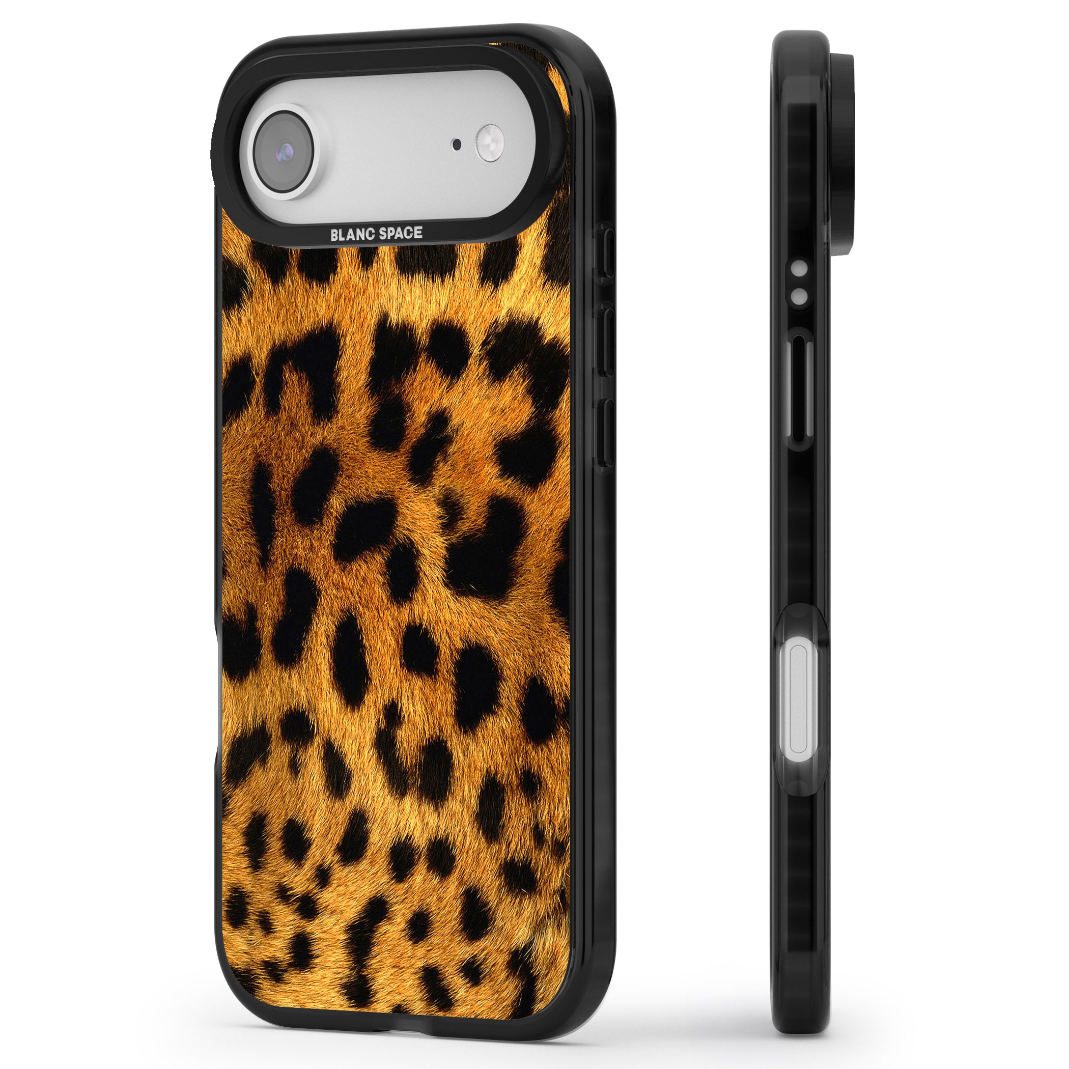 Leopard Print iPhone 17 Air Impact Pro Black Phone Case Side Profile