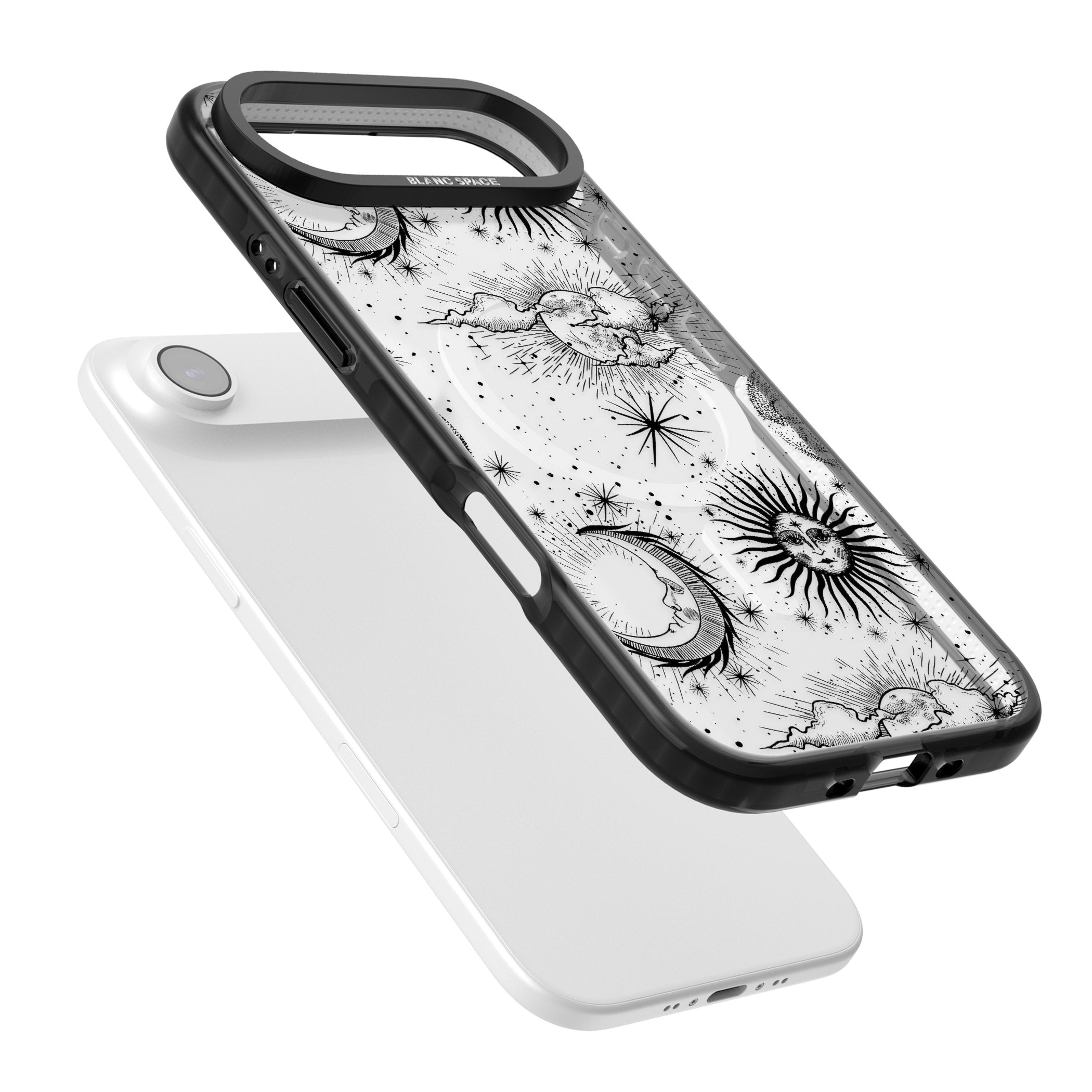Suns, Moons & Clouds iPhone 17 Air Impact Pro Black Phone Case Colours
