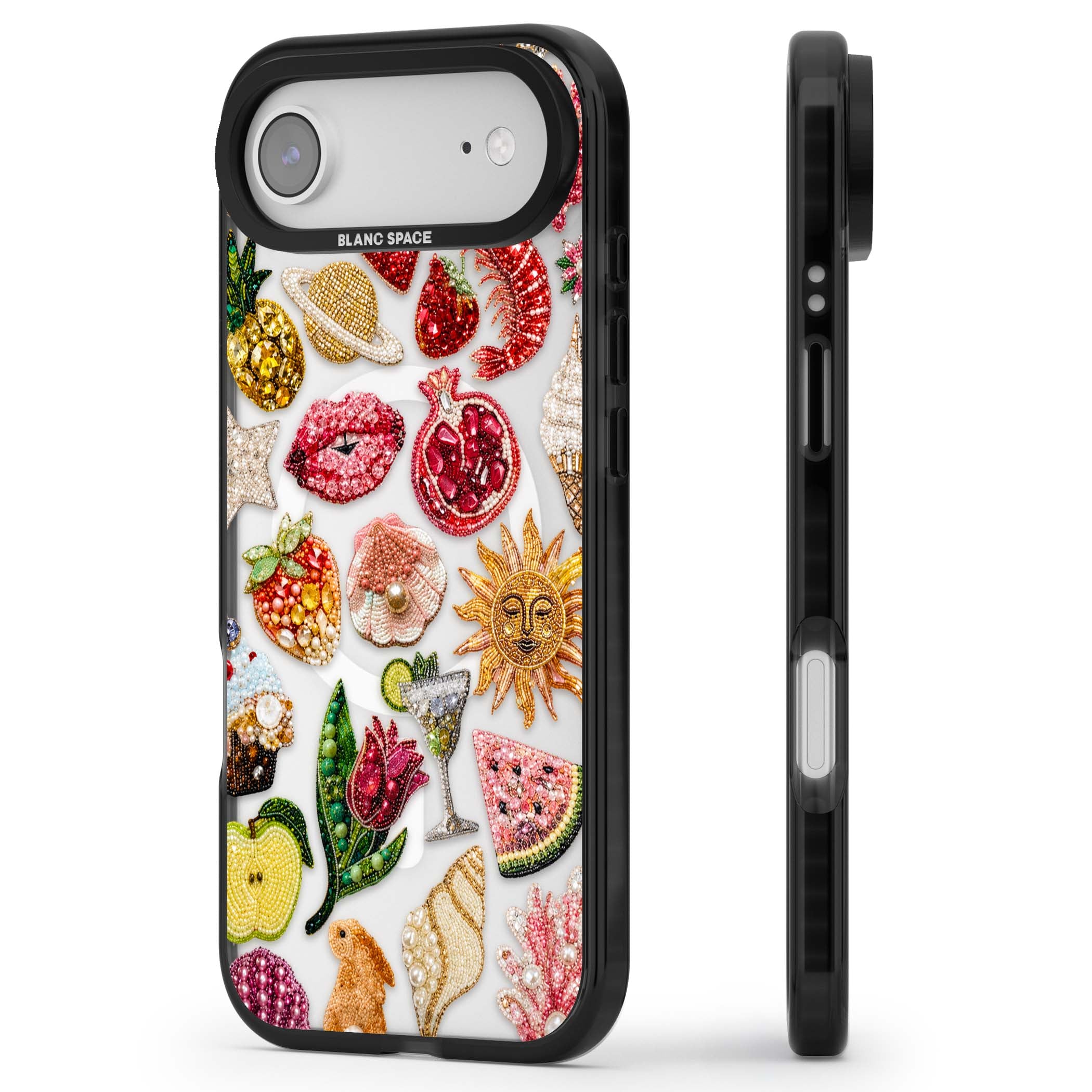 Beaded Riviera coquette iPhone case | Black Impact Magsafe case for iPhone Air