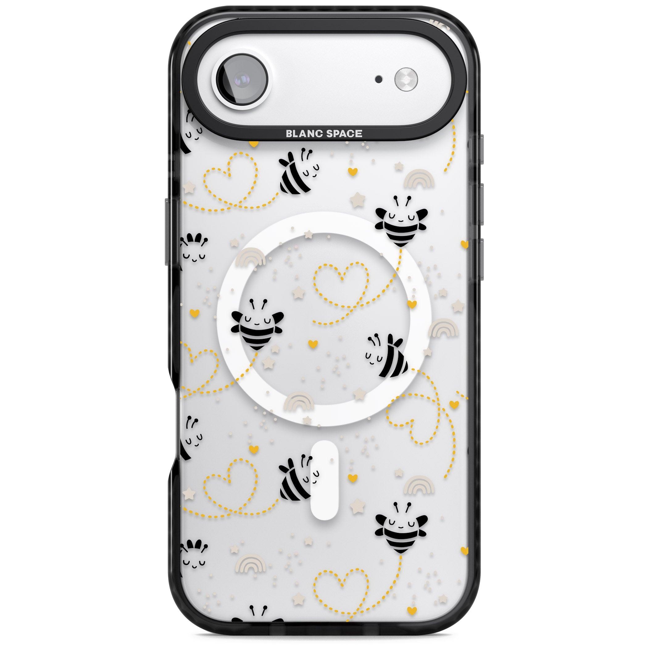 Bee Hearts Pattern iPhone 17 Air Impact Pro Black Phone Case