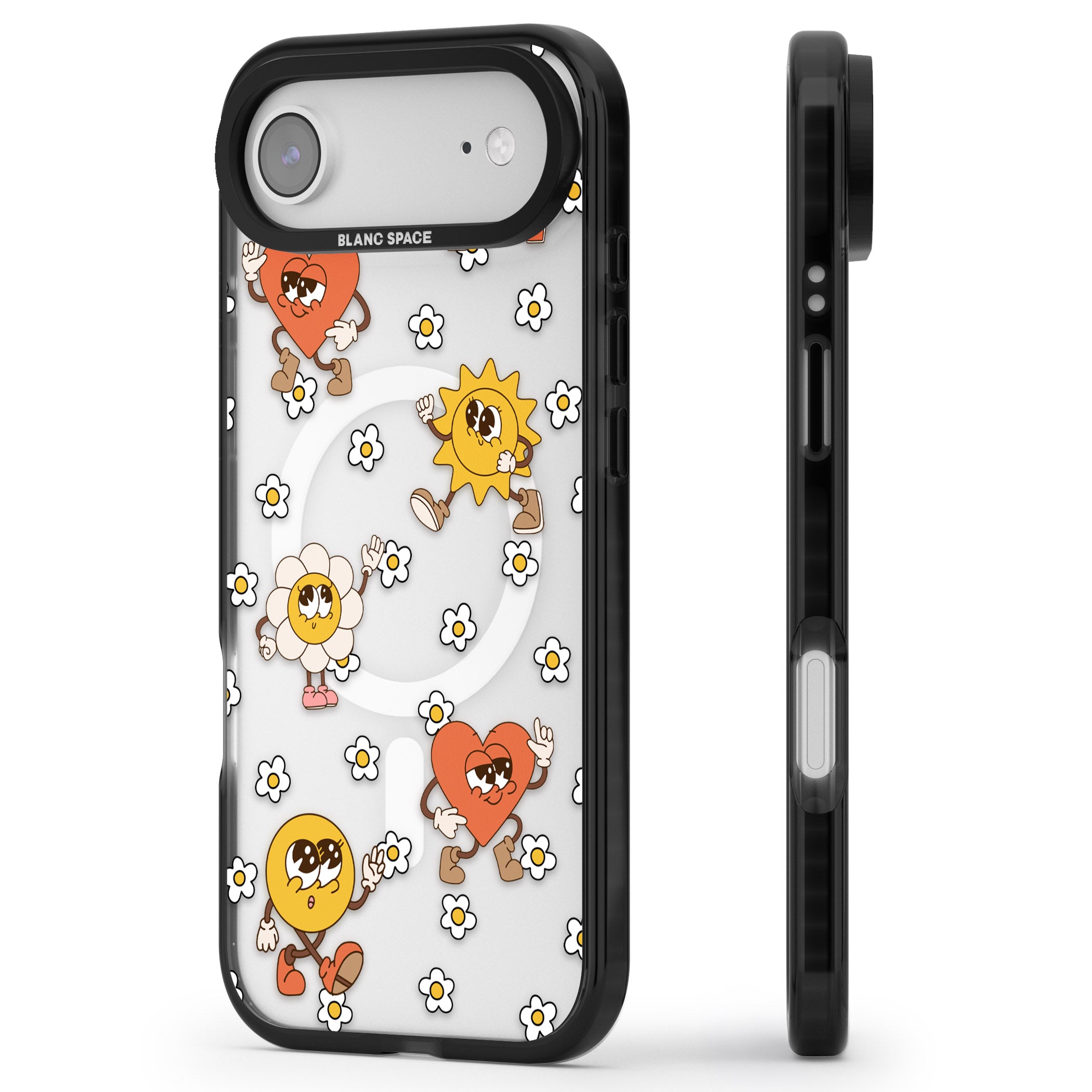 Daisies & Friends iPhone 17 Air Impact Pro Black Phone Case Side Profile