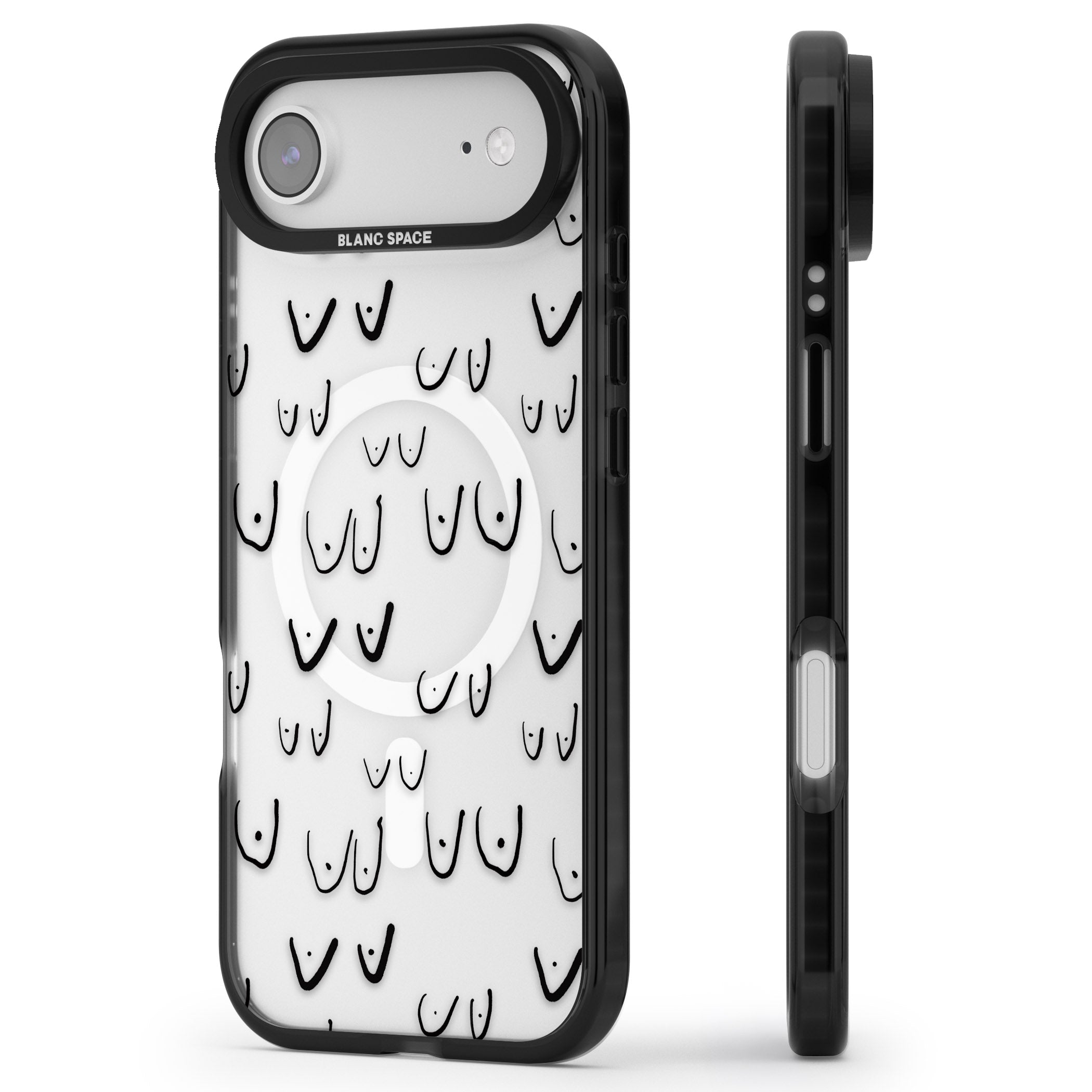 Boob Pattern (Black) iPhone 17 Air Impact Pro Black Phone Case Side Profile