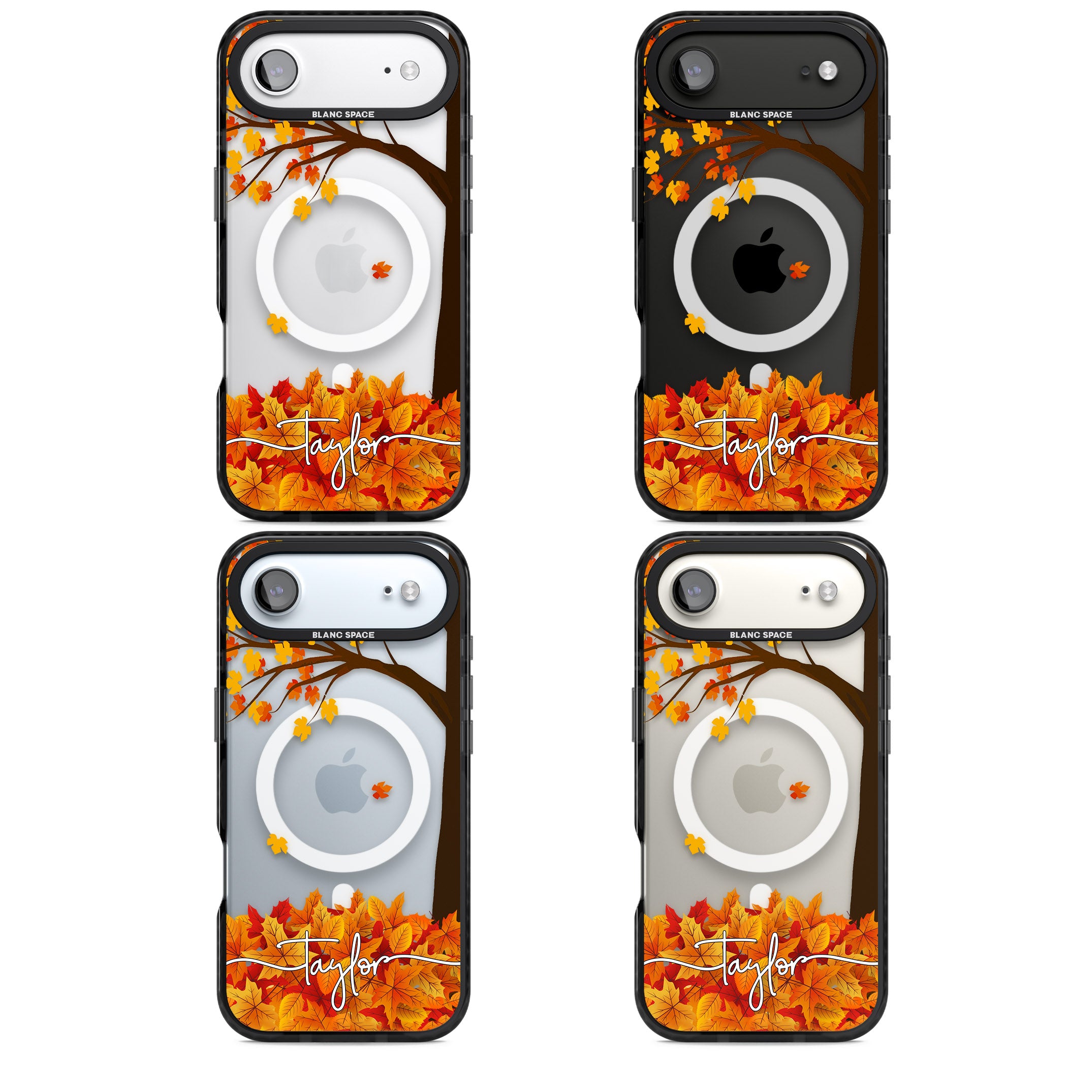 Personalised Autumn Leaves iPhone 17 Air Impact Pro Black Phone Case APT Impact Protection