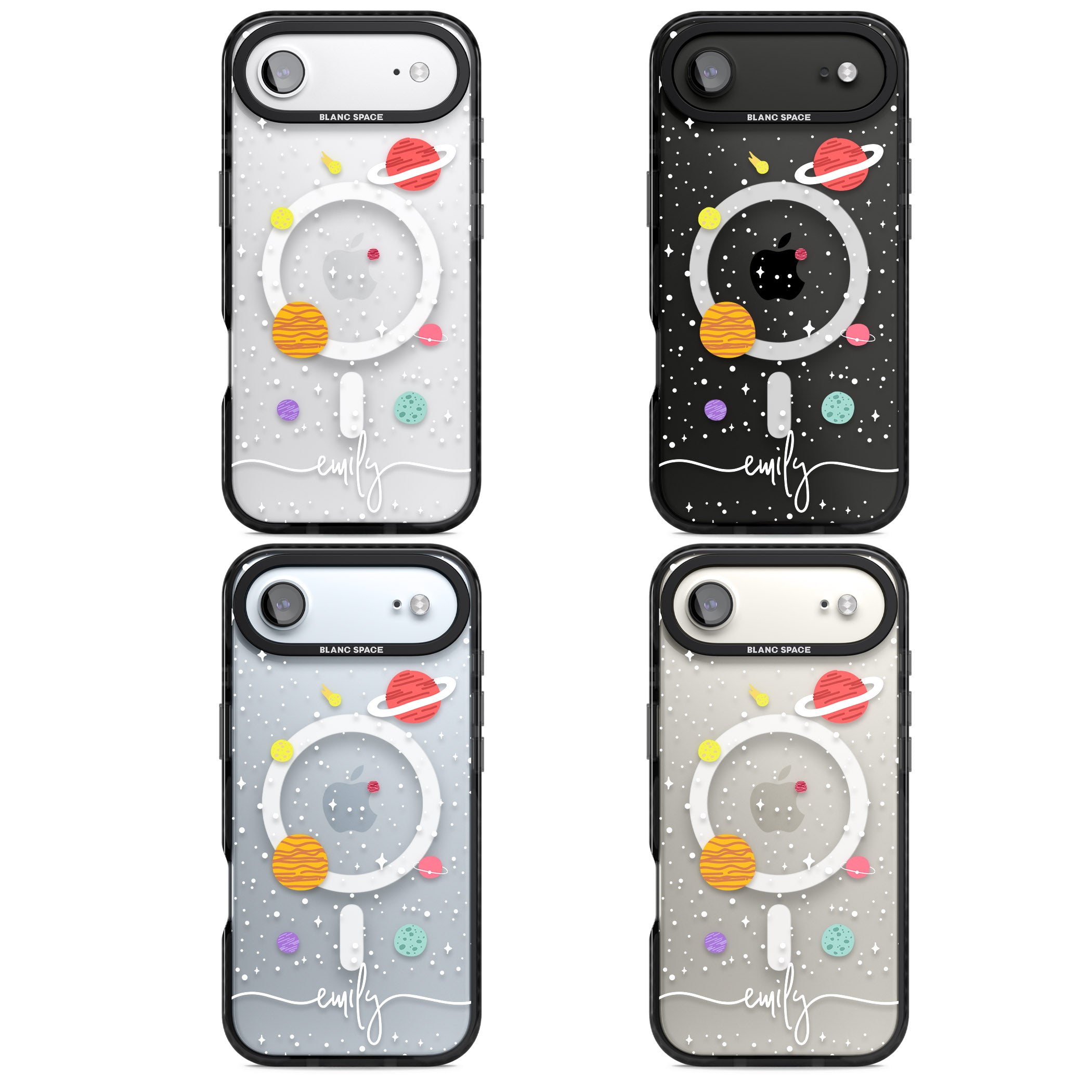Personalised Cute Cartoon Planet (Clear) iPhone 17 Air Impact Pro Black Phone Case APT Impact Protection