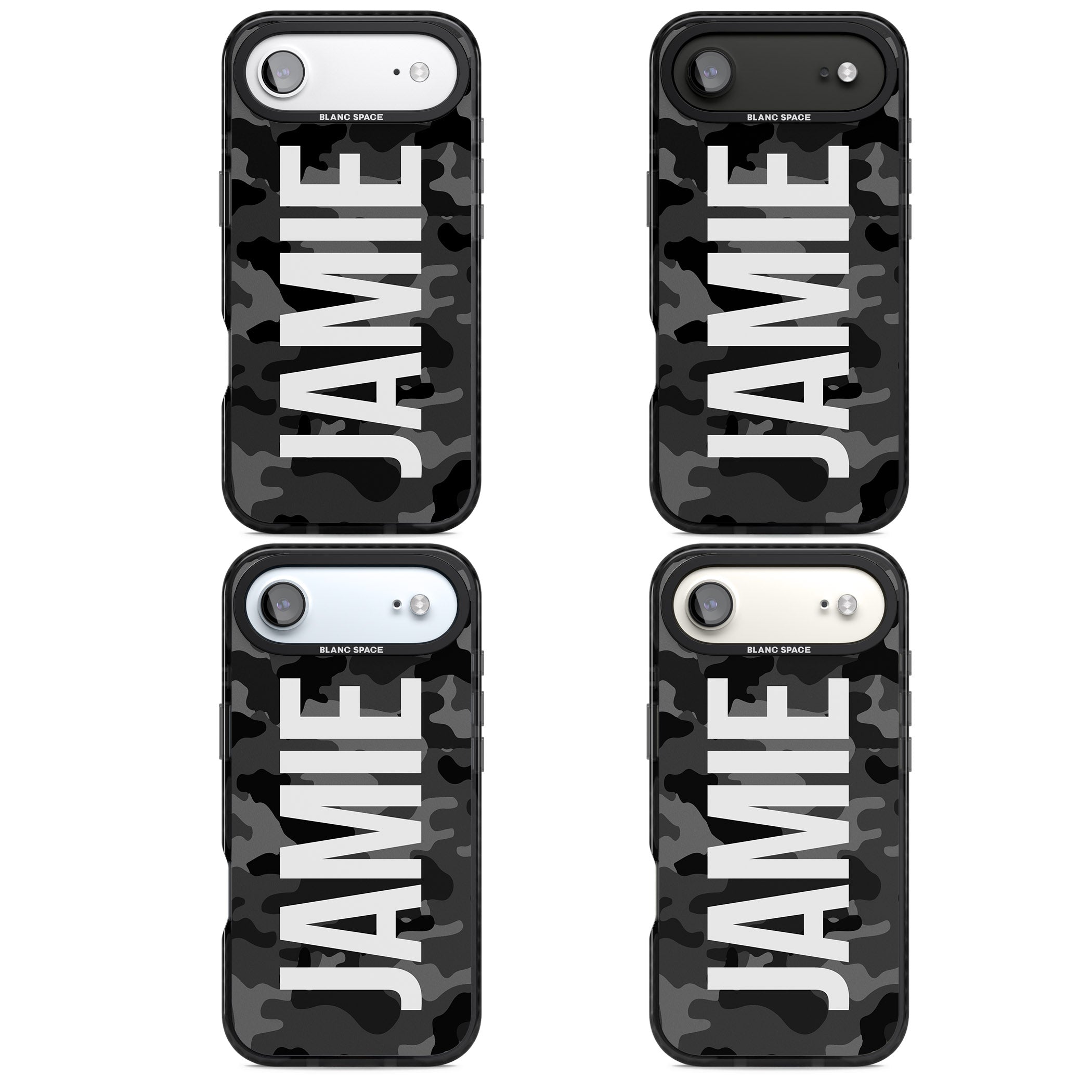 Personalised Black Camo Name Vertical iPhone 17 Air Impact Pro Black Phone Case APT Impact Protection