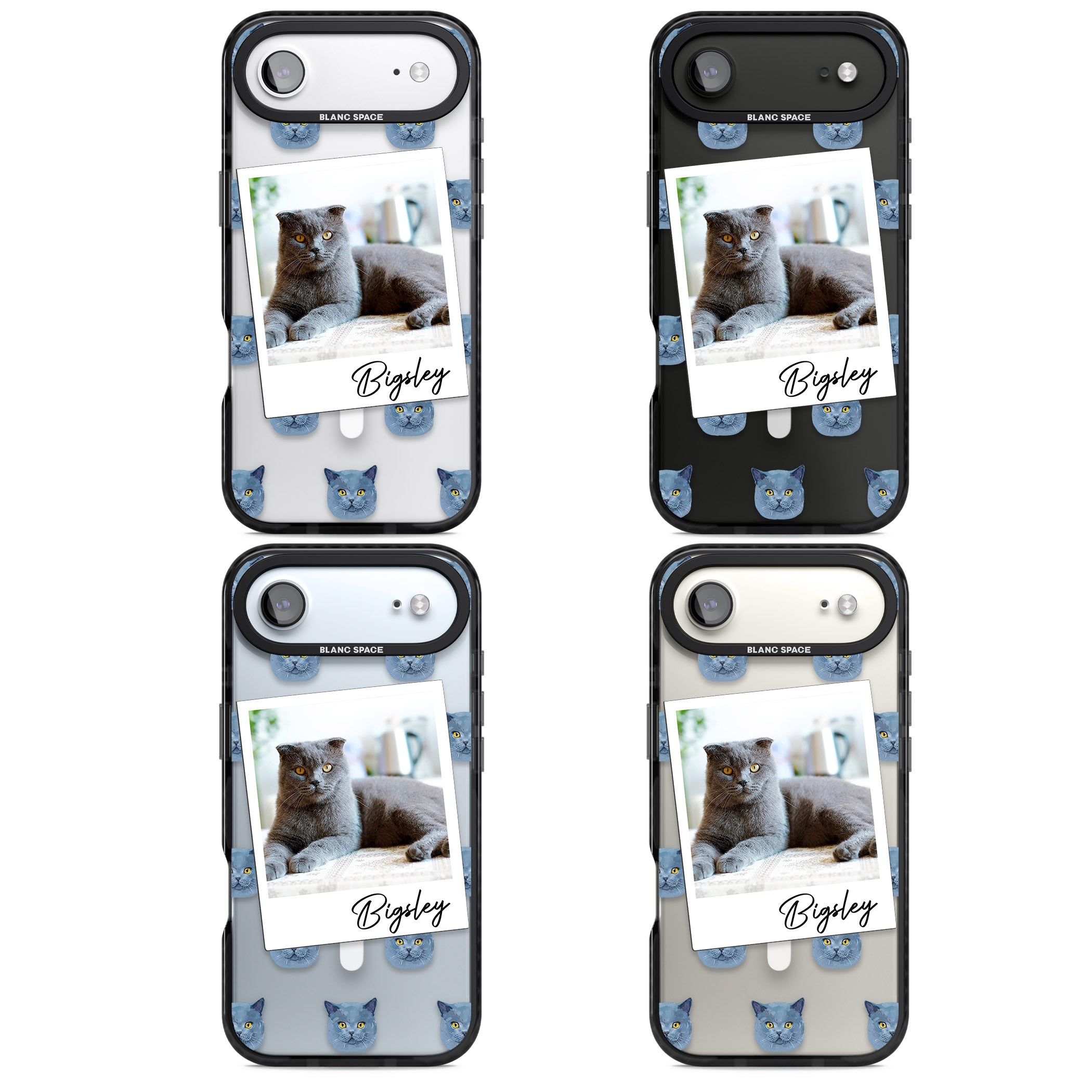 Personalised English Blue Cat Photo iPhone 17 Air Impact Pro Black Phone Case APT Impact Protection