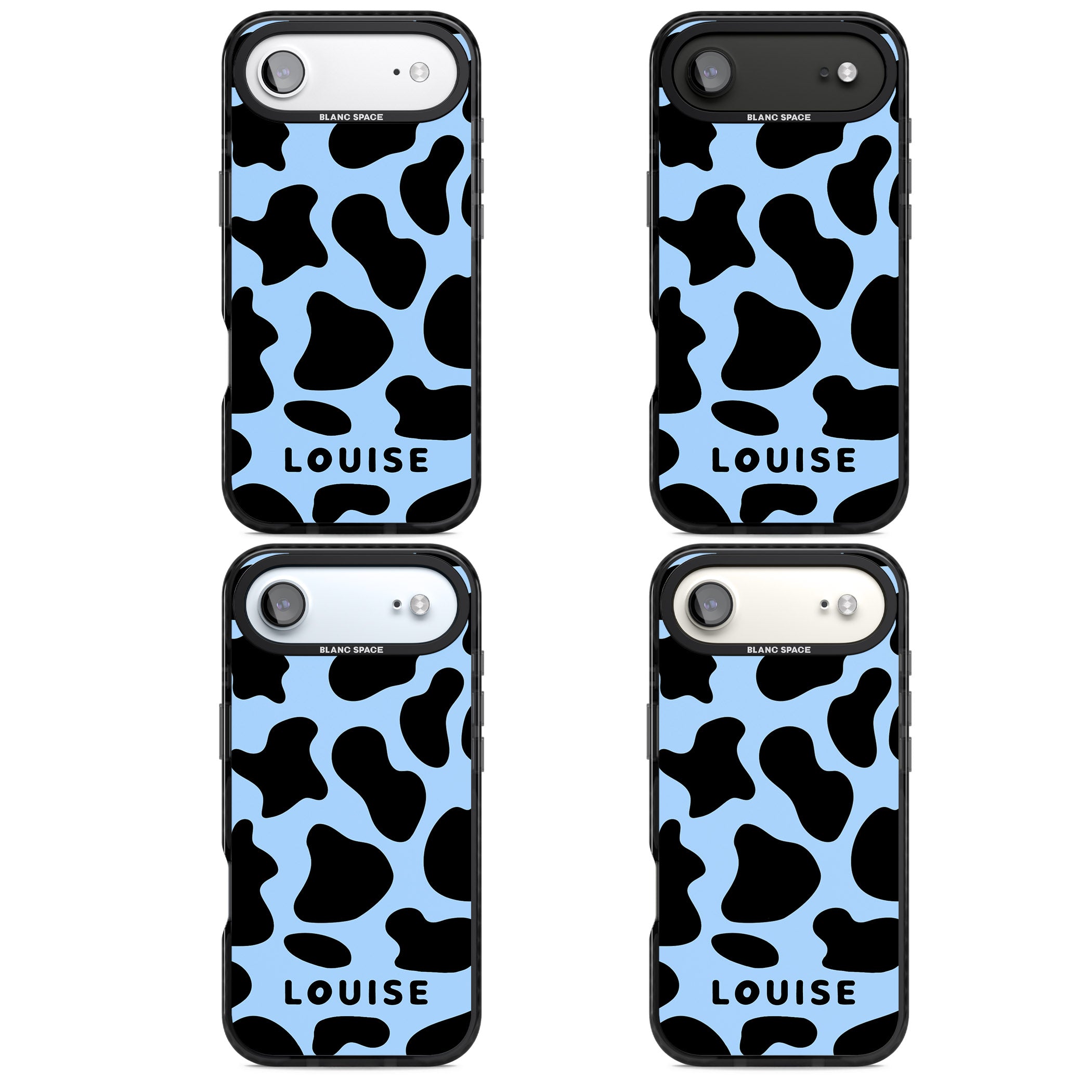 Personalised Blue And Black Cow Print iPhone 17 Air Impact Pro Black Phone Case APT Impact Protection