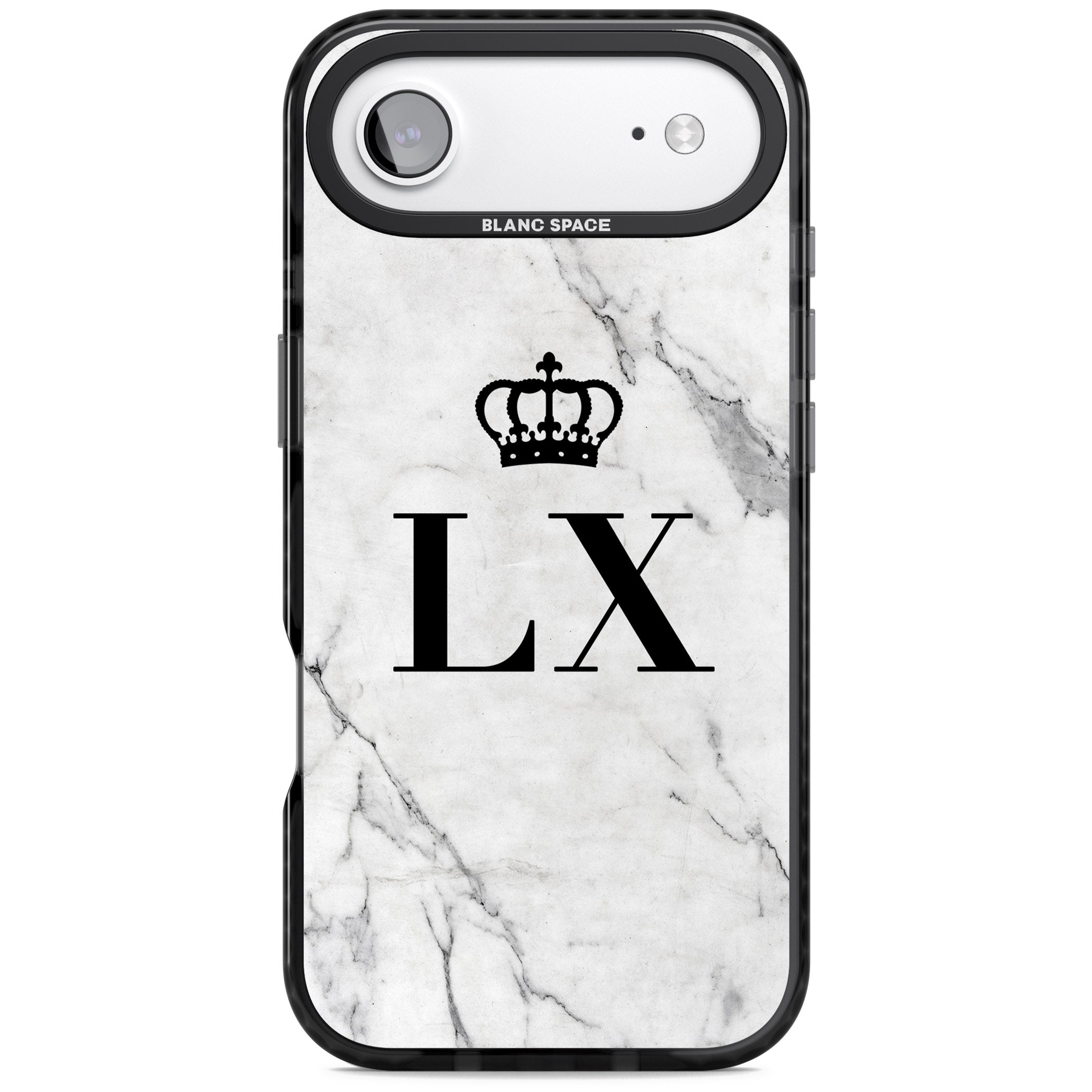Personalised Initial Crown Marble iPhone 17 Air Impact Pro Black Phone Case