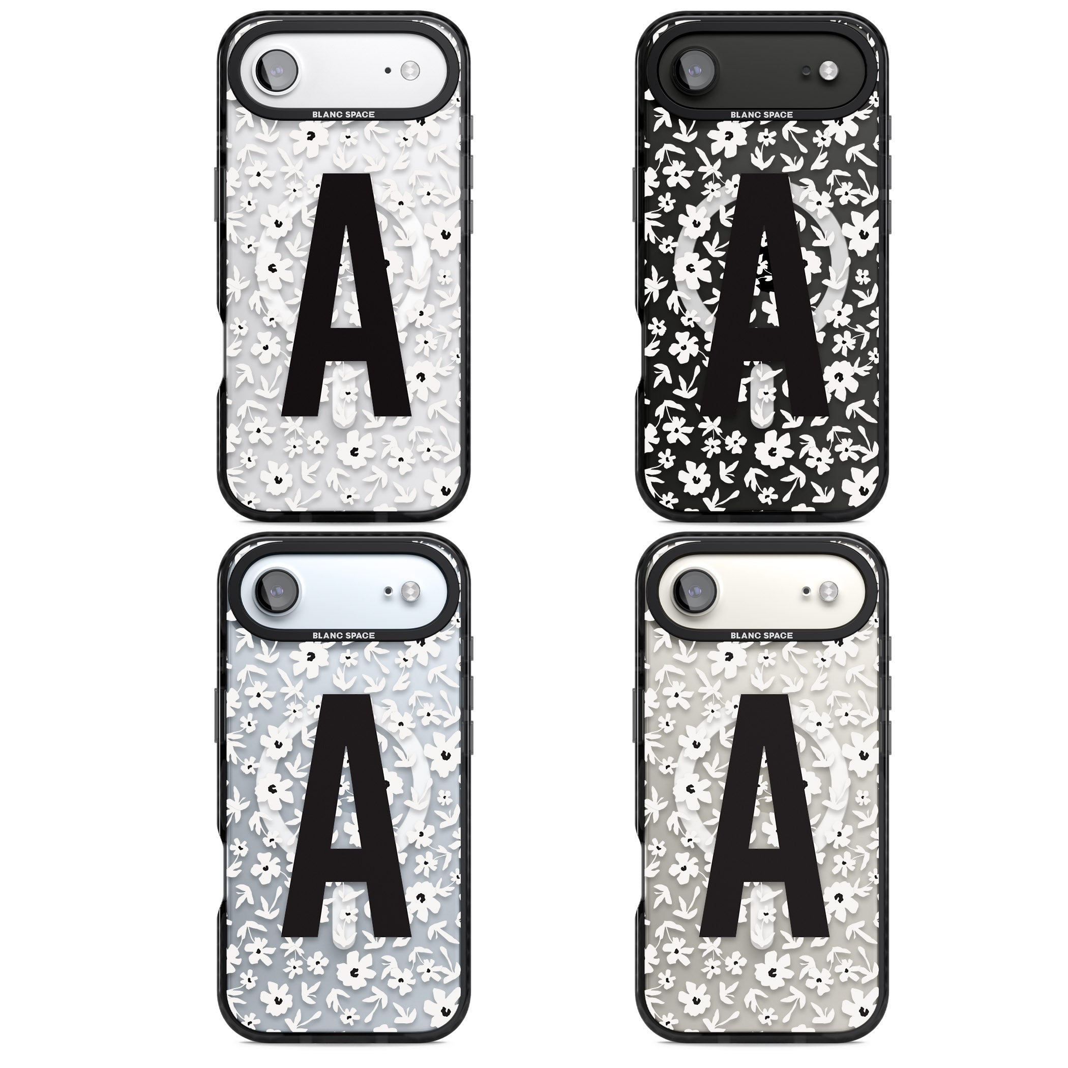 Personalised Bold Initial Floral iPhone 17 Air Impact Pro Black Phone Case APT Impact Protection