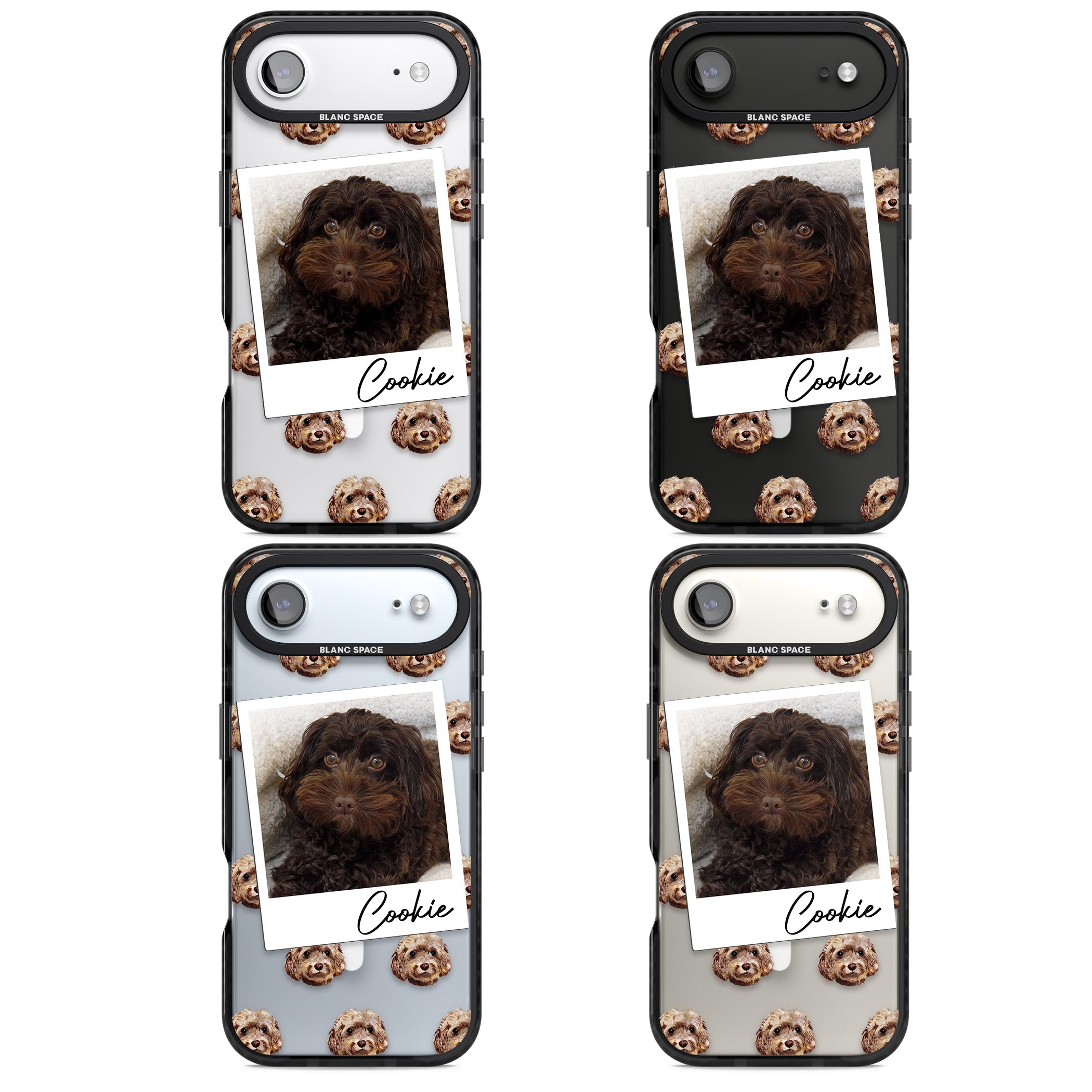 Personalised Brown Cockapoo Instant Camera Photo iPhone 17 Air Impact Pro Black Phone Case APT Impact Protection