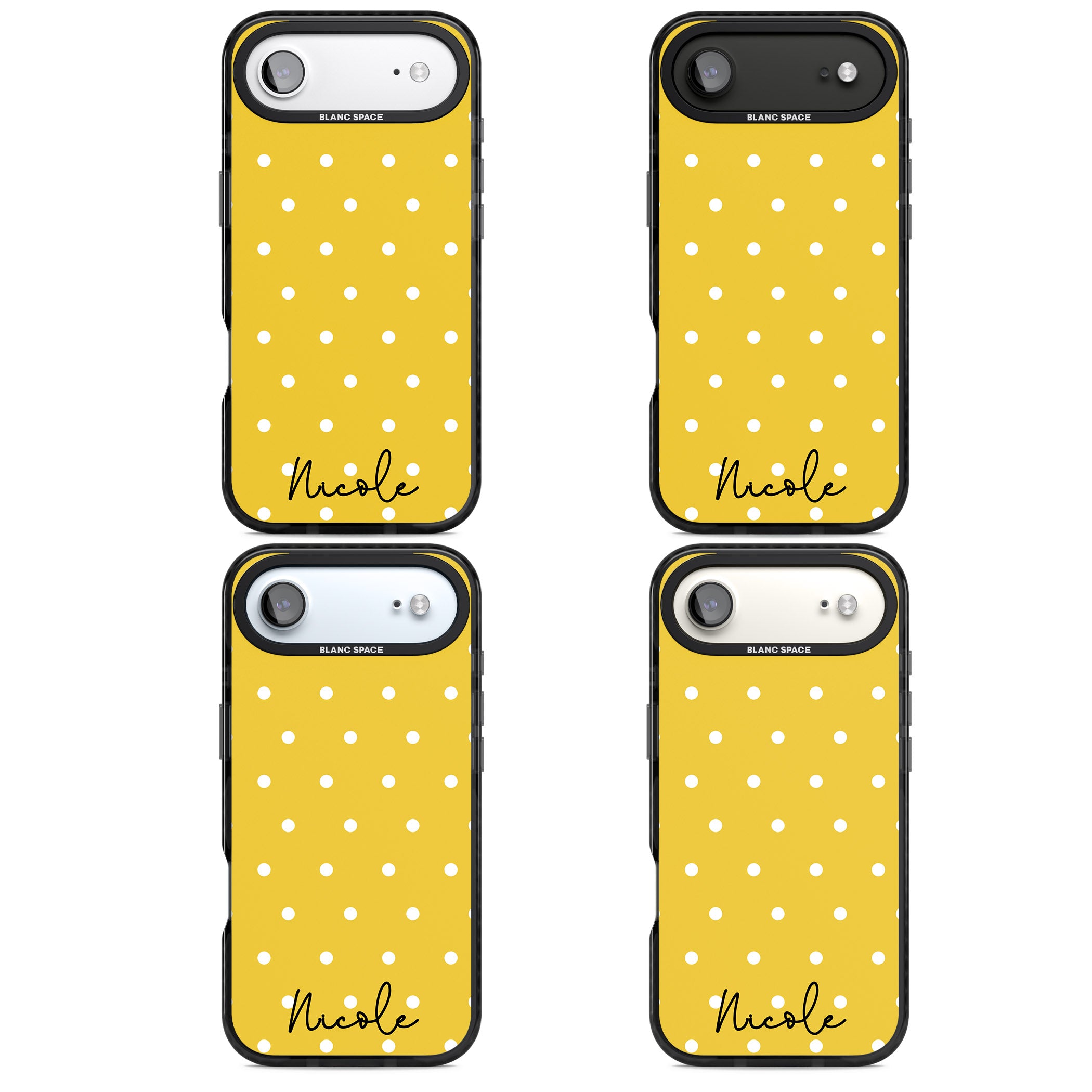Personalised Yellow Polka Dot iPhone 17 Air Impact Pro Black Phone Case APT Impact Protection