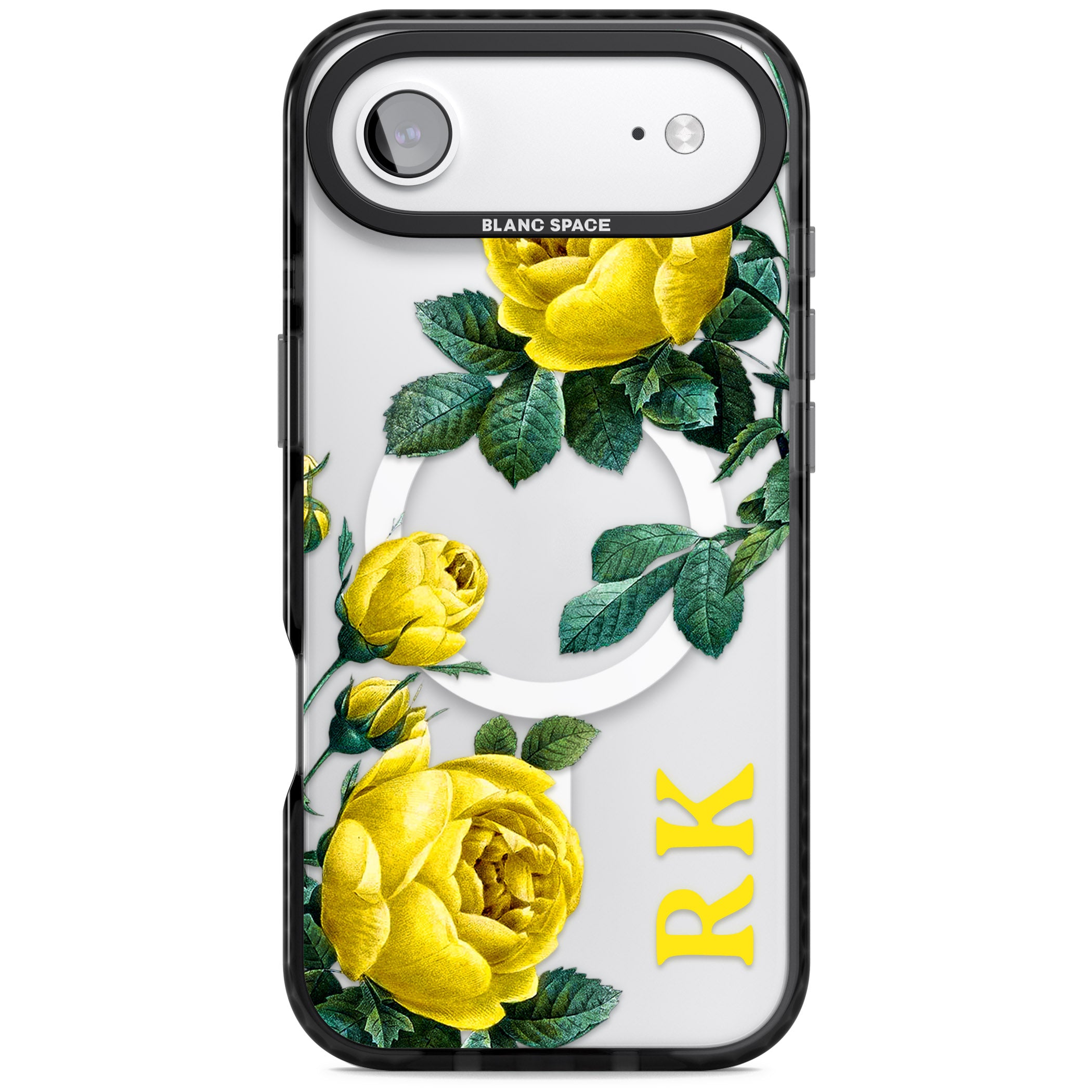 Personalised Vintage Floral Yellow Roses iPhone 17 Air Impact Pro Black Phone Case