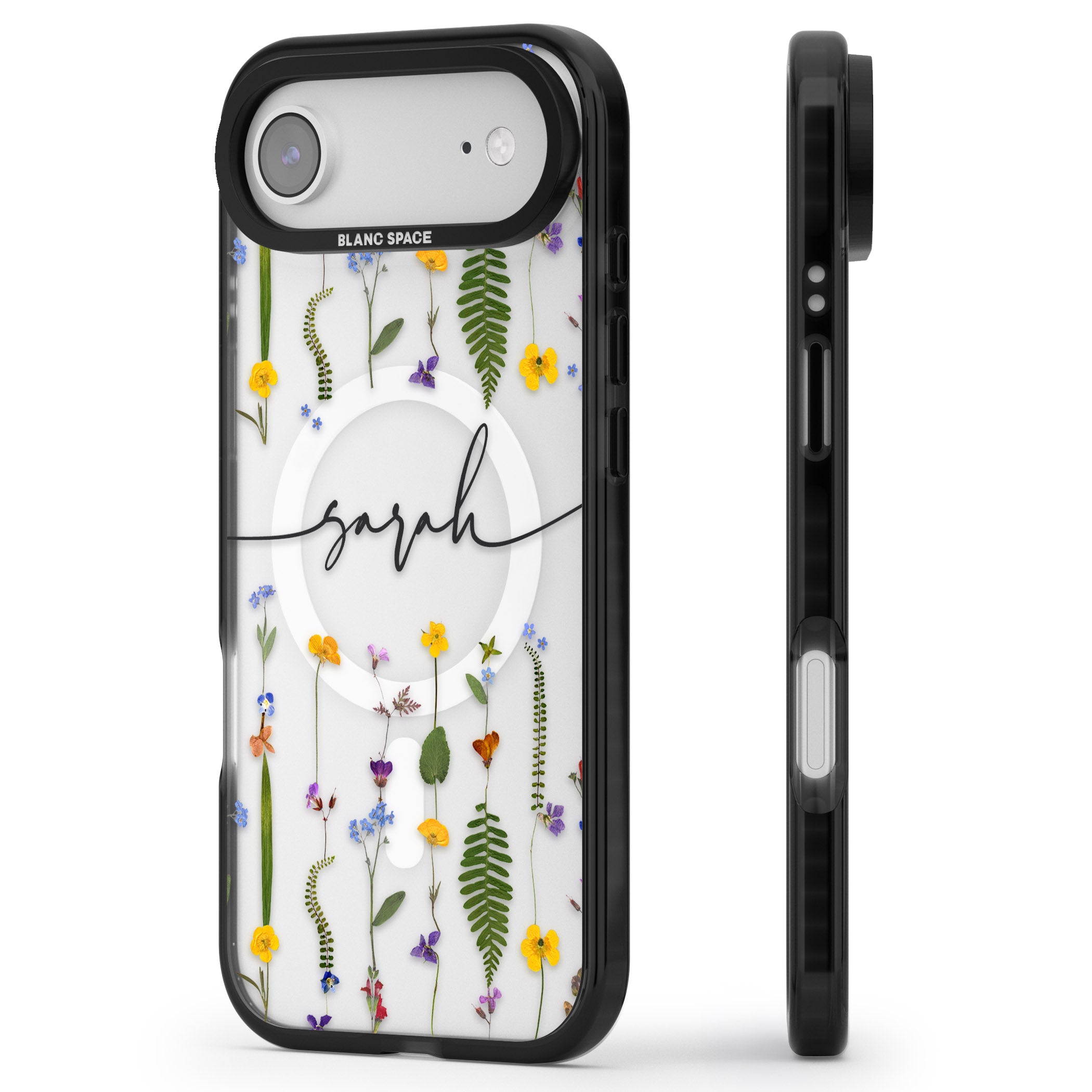 Personalised Wildflower Chain iPhone 17 Air Impact Pro Black Phone Case Side Profile