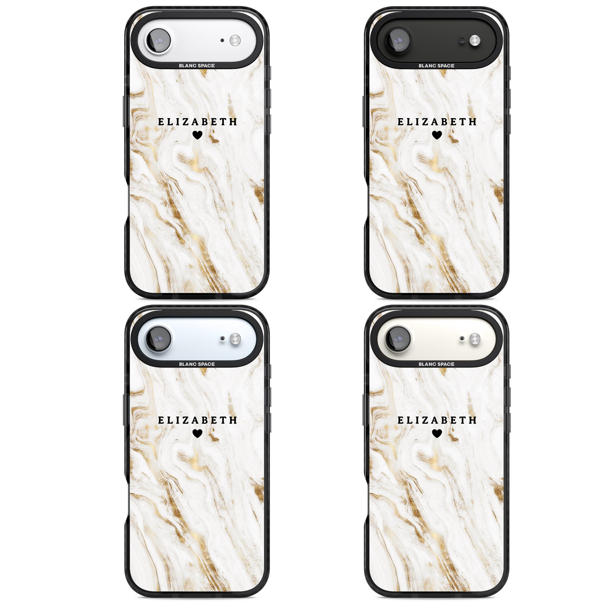 Personalised White & Gold Swirl Marble iPhone 17 Air Impact Pro Black Phone Case APT Impact Protection
