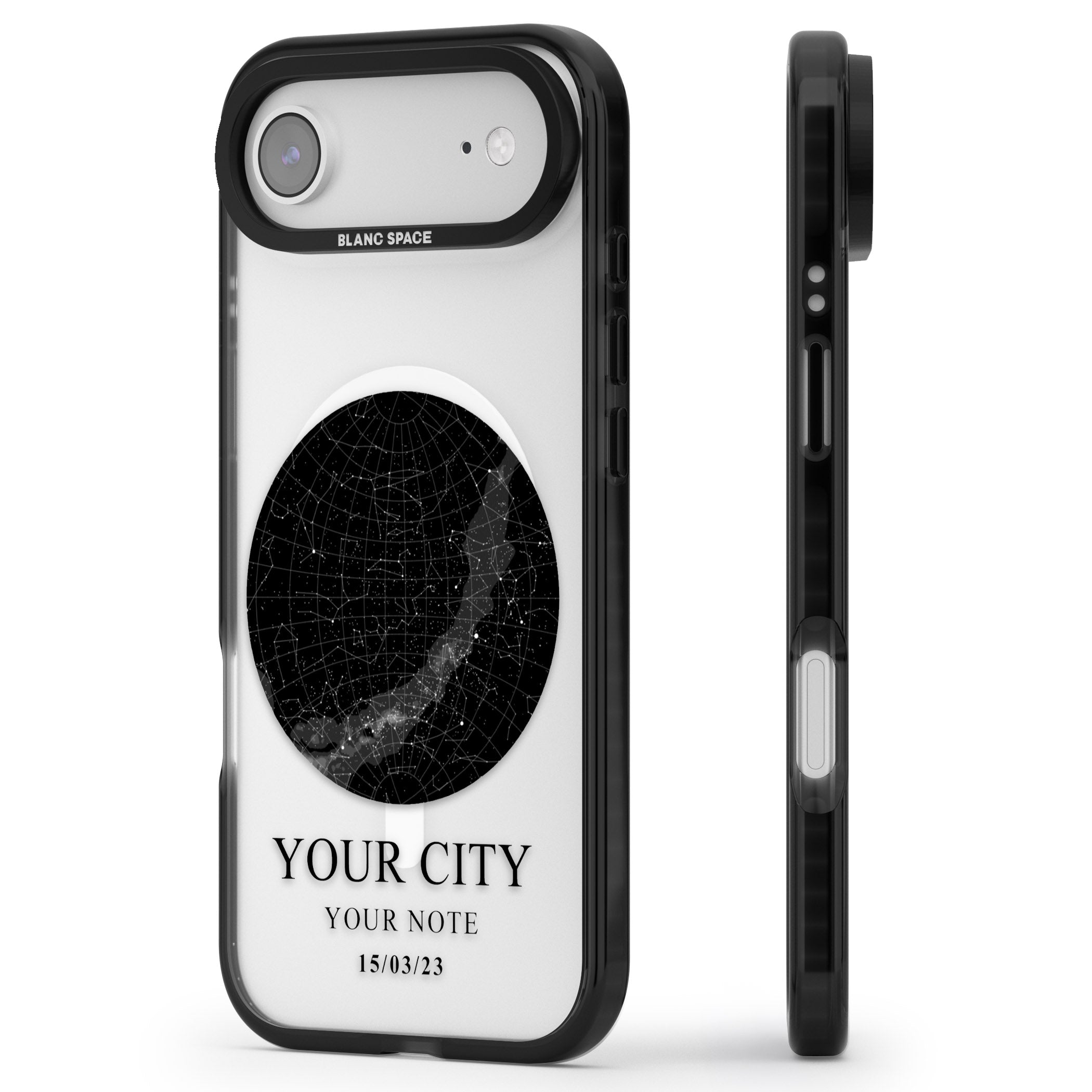 Personalised Star Map iPhone 17 Air Impact Pro Black Phone Case Side Profile