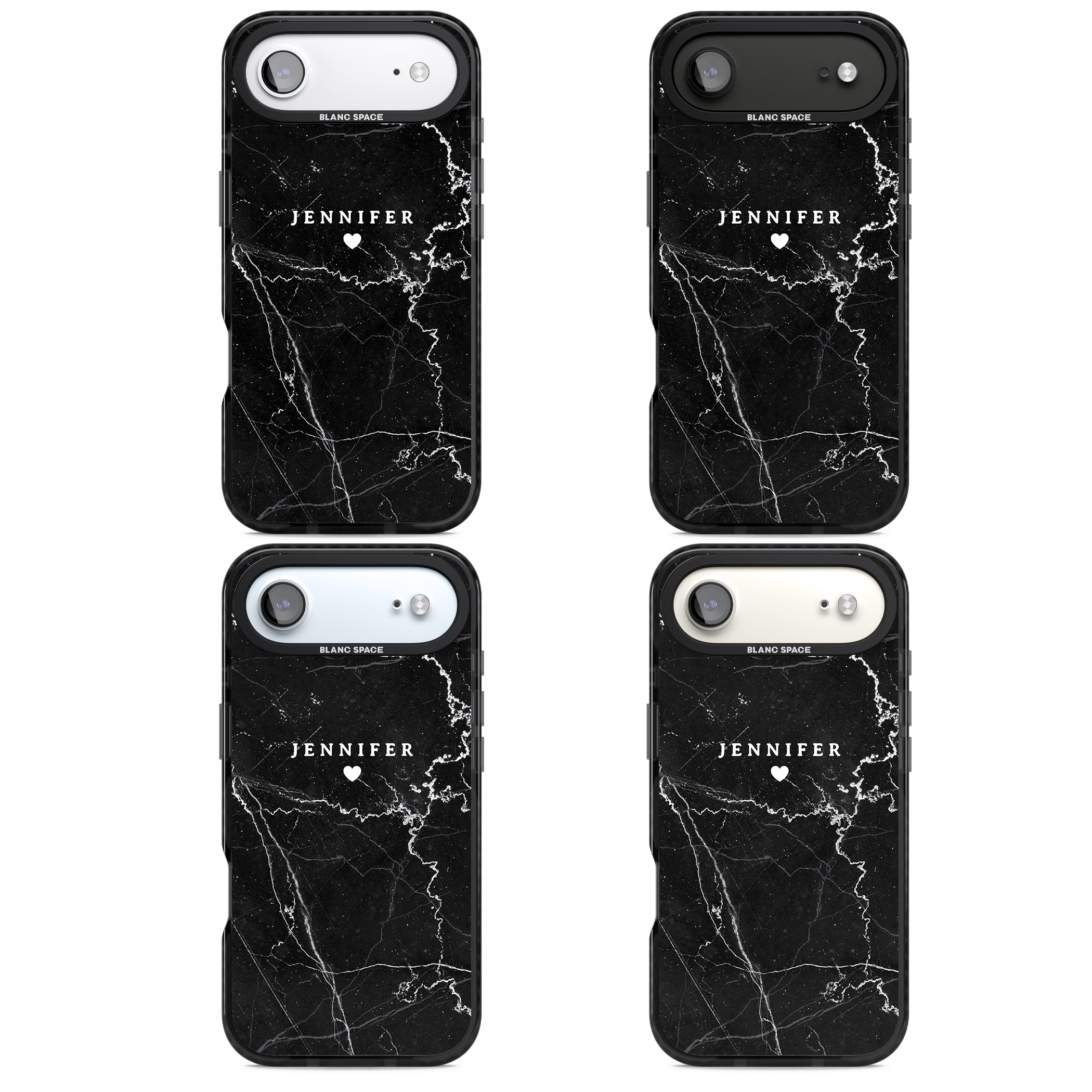 Personalised Black Marble iPhone 17 Air Impact Pro Black Phone Case APT Impact Protection