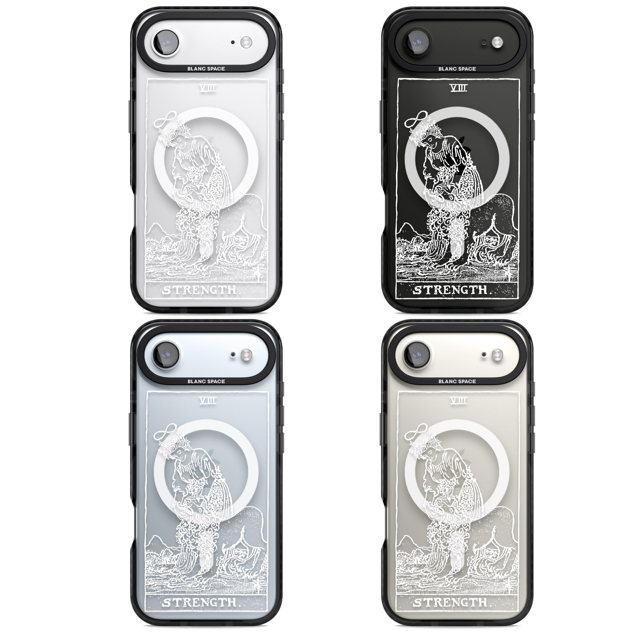 Personalised Strength Tarot Card (White) iPhone 17 Air Impact Pro Black Phone Case APT Impact Protection