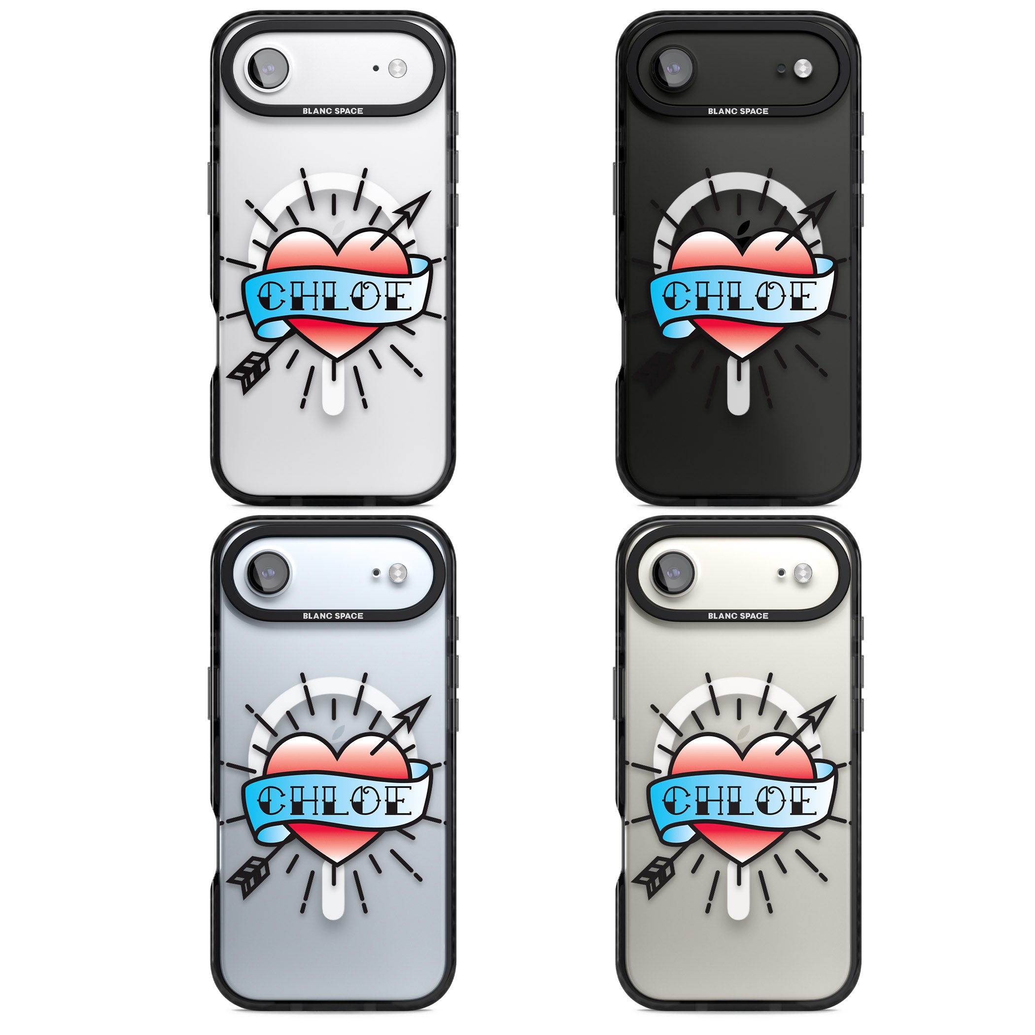 Personalised Heart Tattoo iPhone 17 Air Impact Pro Black Phone Case APT Impact Protection