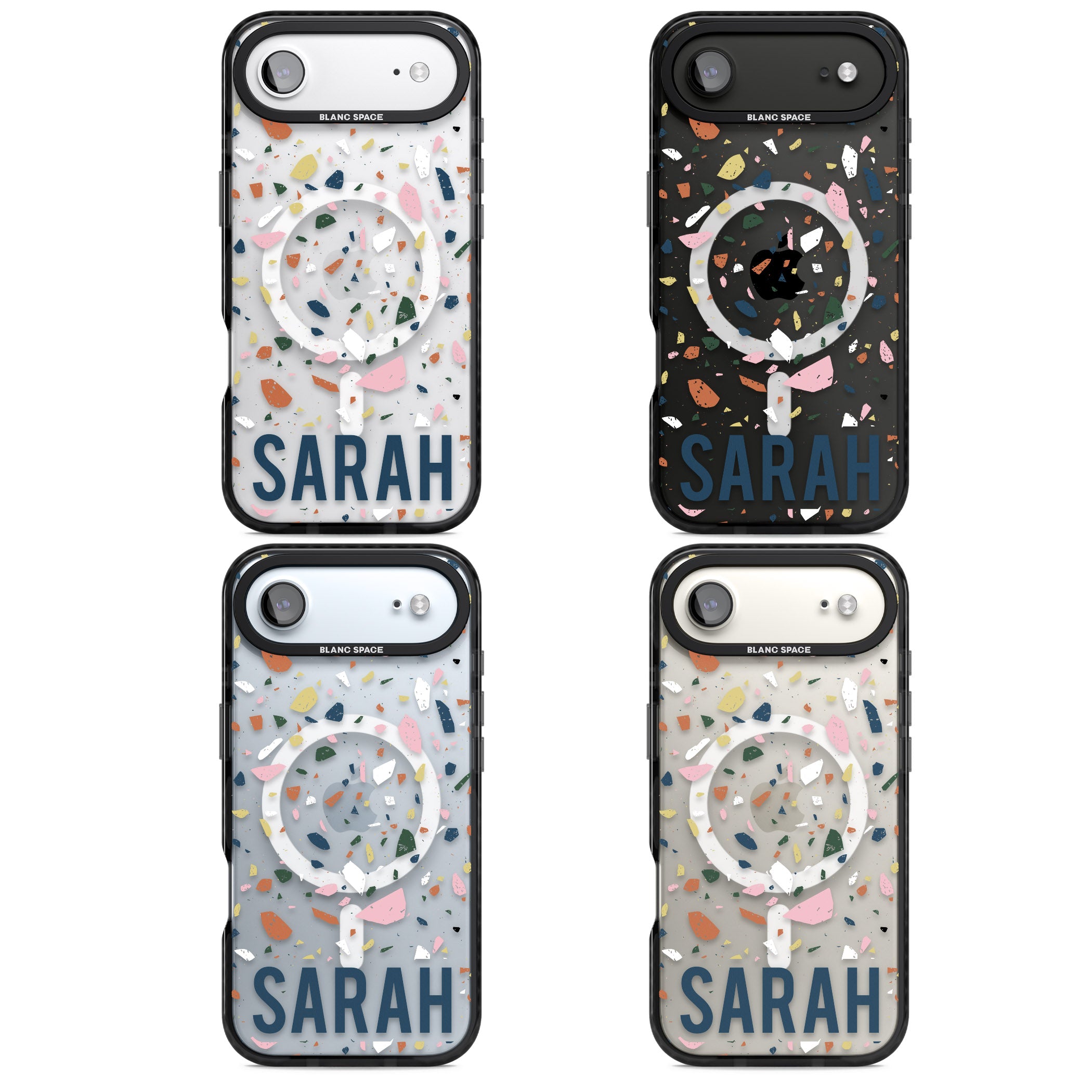 Personalised Terrazzo iPhone 17 Air Impact Pro Black Phone Case APT Impact Protection