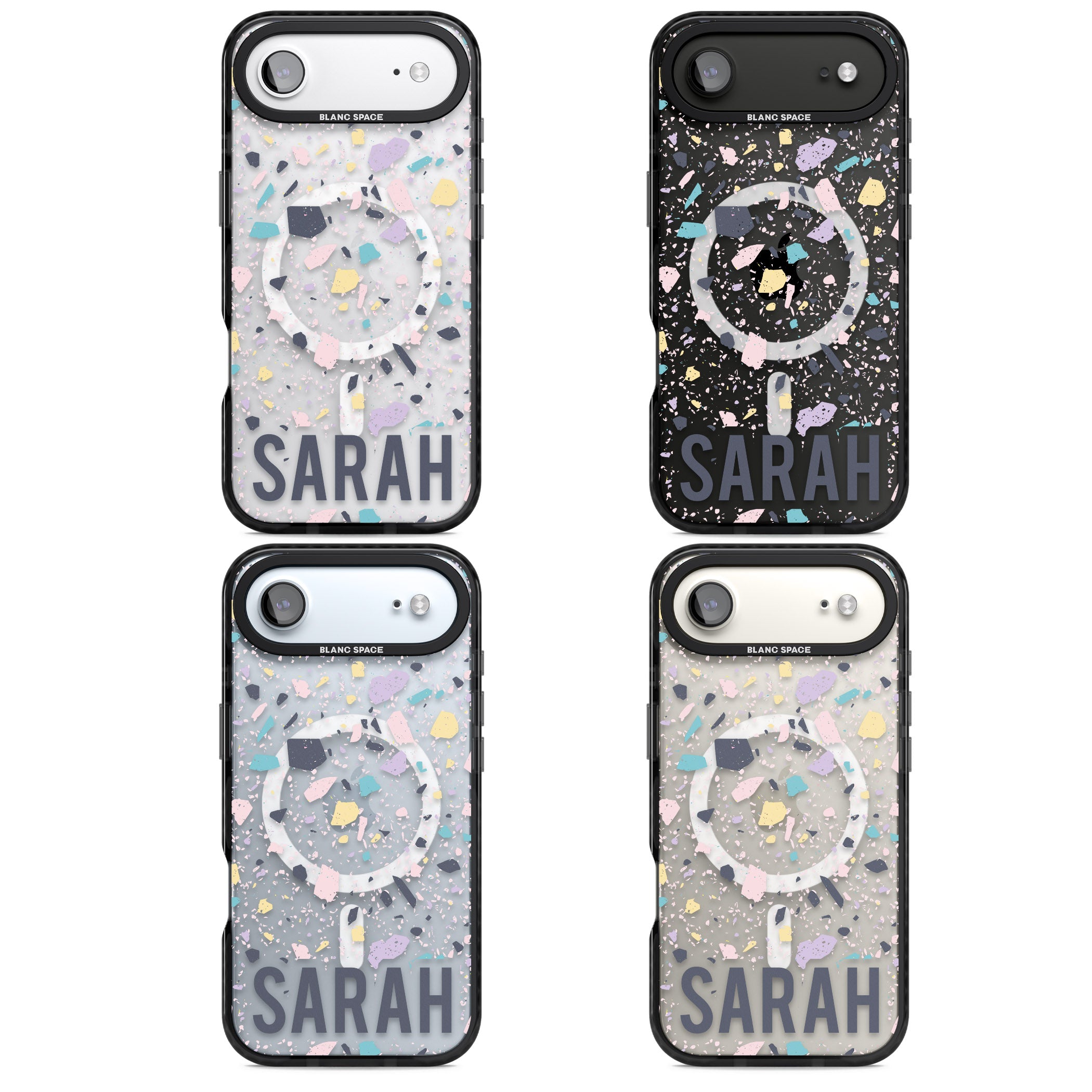 Personalised Pastel Terrazzo iPhone 17 Air Impact Pro Black Phone Case APT Impact Protection