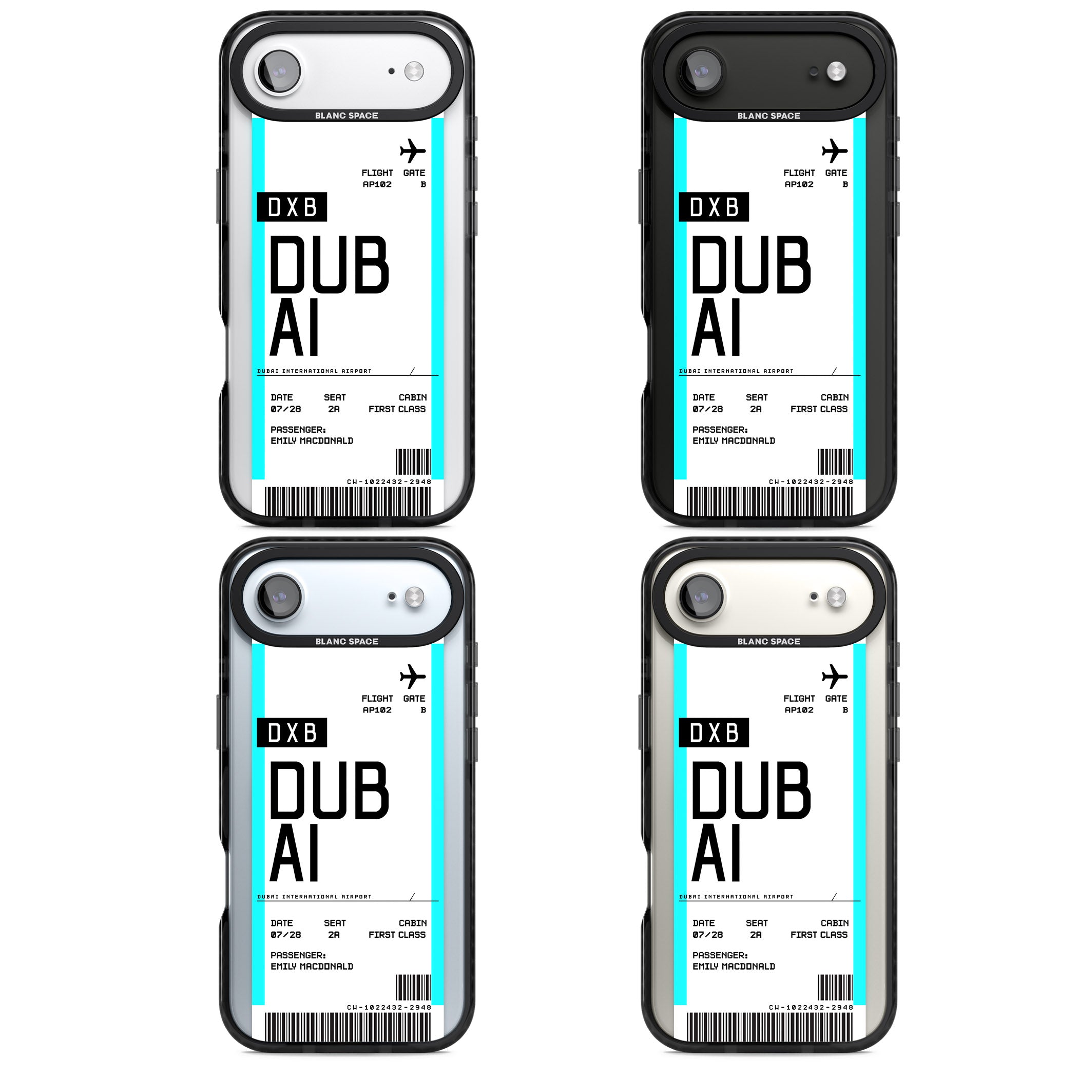 Personalised Dubai Boarding Pass iPhone 17 Air Impact Pro Black Phone Case APT Impact Protection