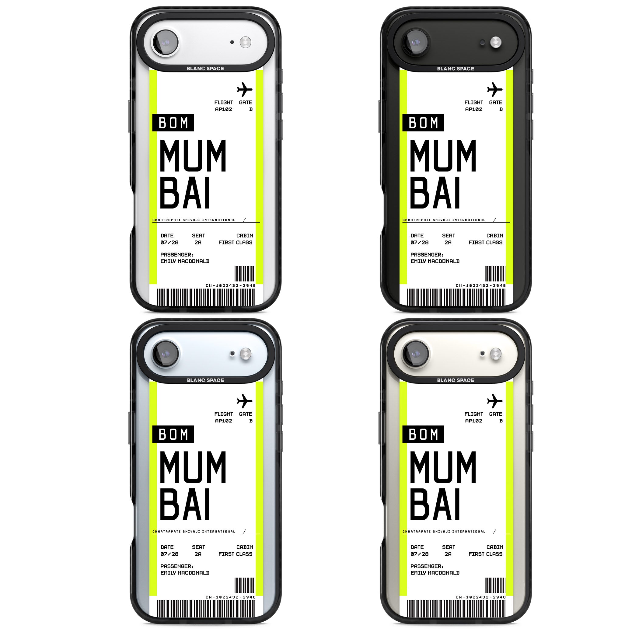 Personalised Mumbai Boarding Pass iPhone 17 Air Impact Pro Black Phone Case APT Impact Protection