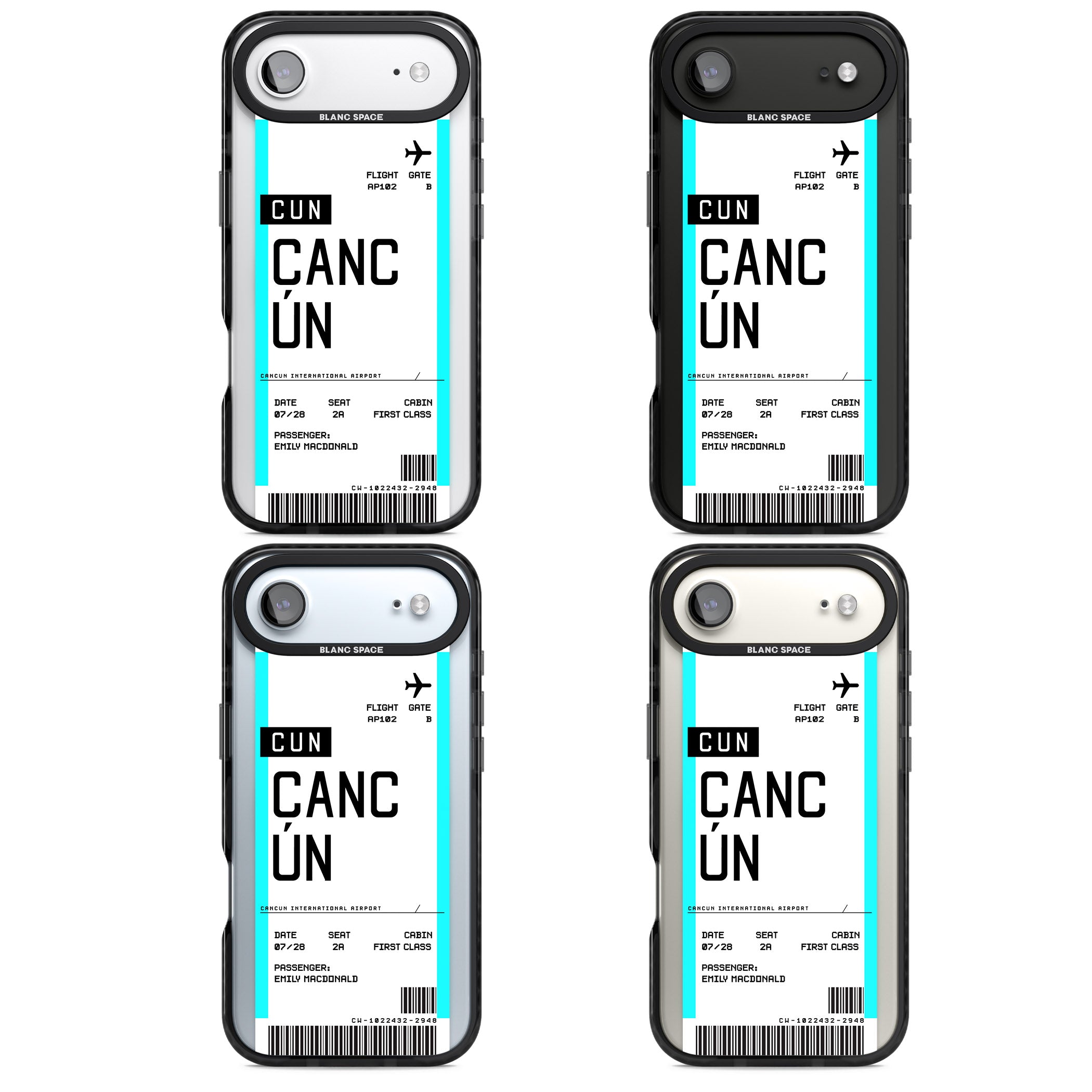 Personalised Cancún Boarding Pass iPhone 17 Air Impact Pro Black Phone Case APT Impact Protection