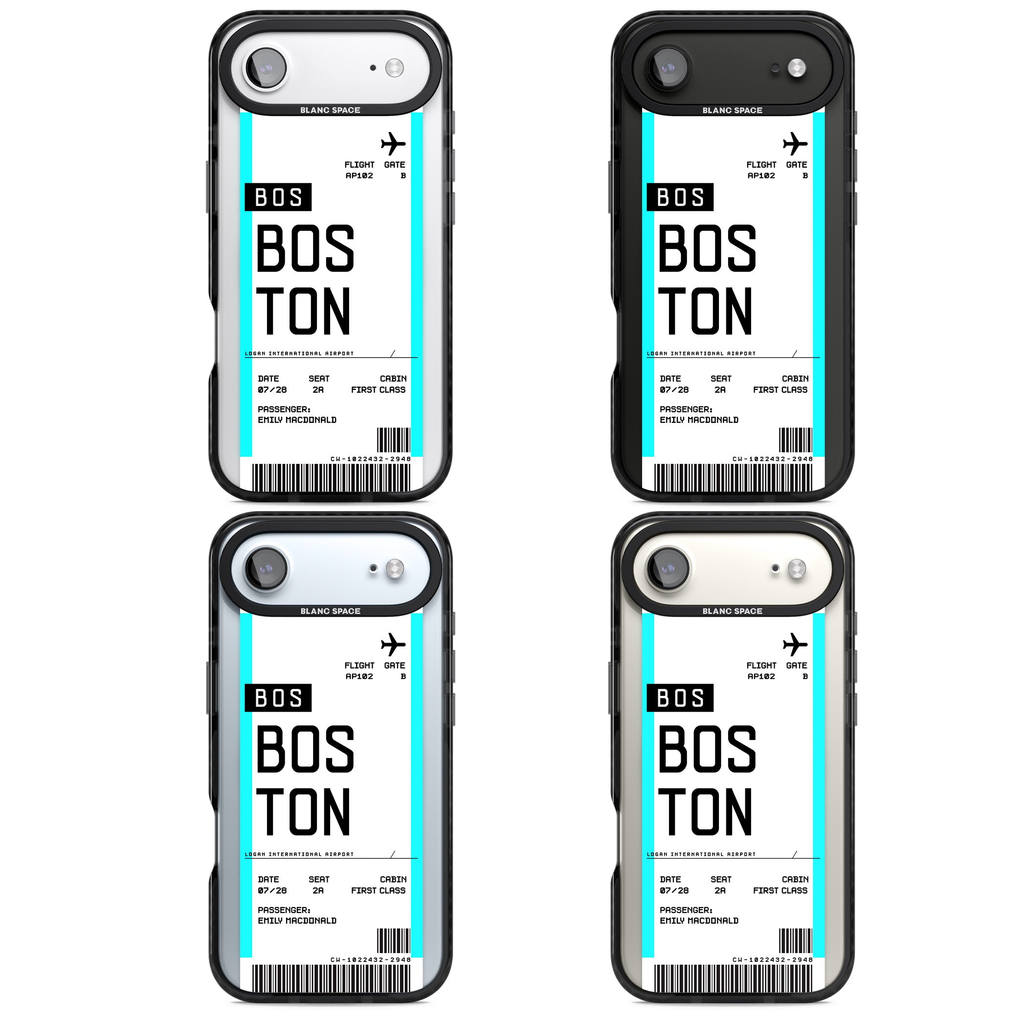 Personalised Boston Boarding Pass iPhone 17 Air Impact Pro Black Phone Case APT Impact Protection