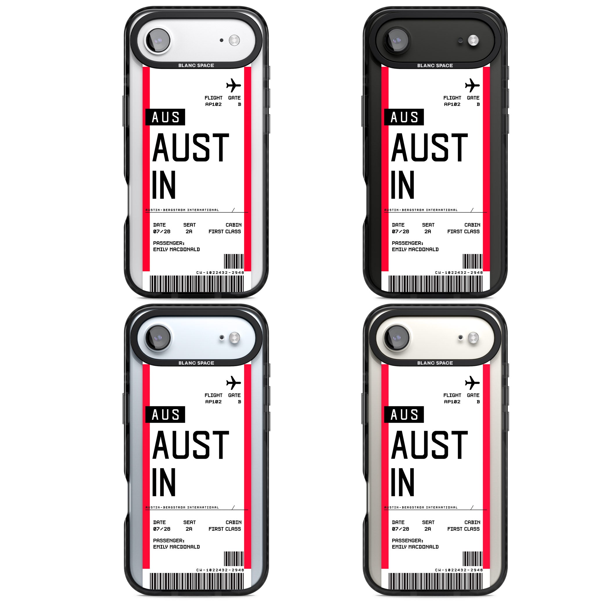 Personalised Austin Boarding Pass iPhone 17 Air Impact Pro Black Phone Case APT Impact Protection
