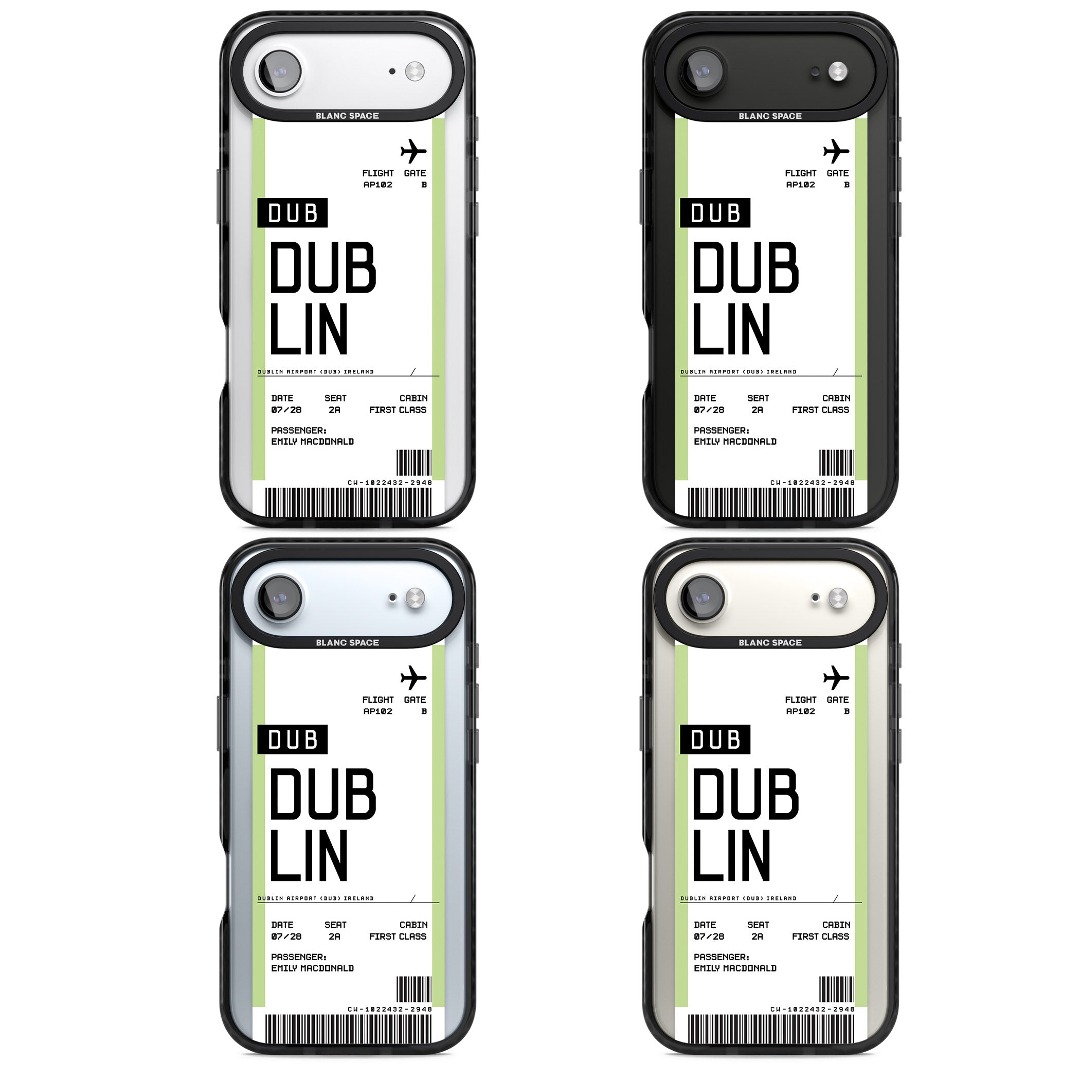 Personalised Dublin Boarding Pass iPhone 17 Air Impact Pro Black Phone Case APT Impact Protection