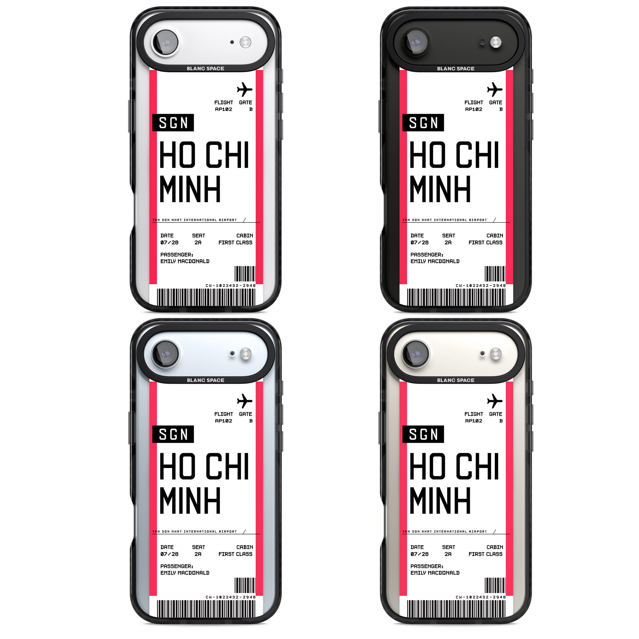 Personalised Ho Chi Minh Boarding Pass iPhone 17 Air Impact Pro Black Phone Case APT Impact Protection