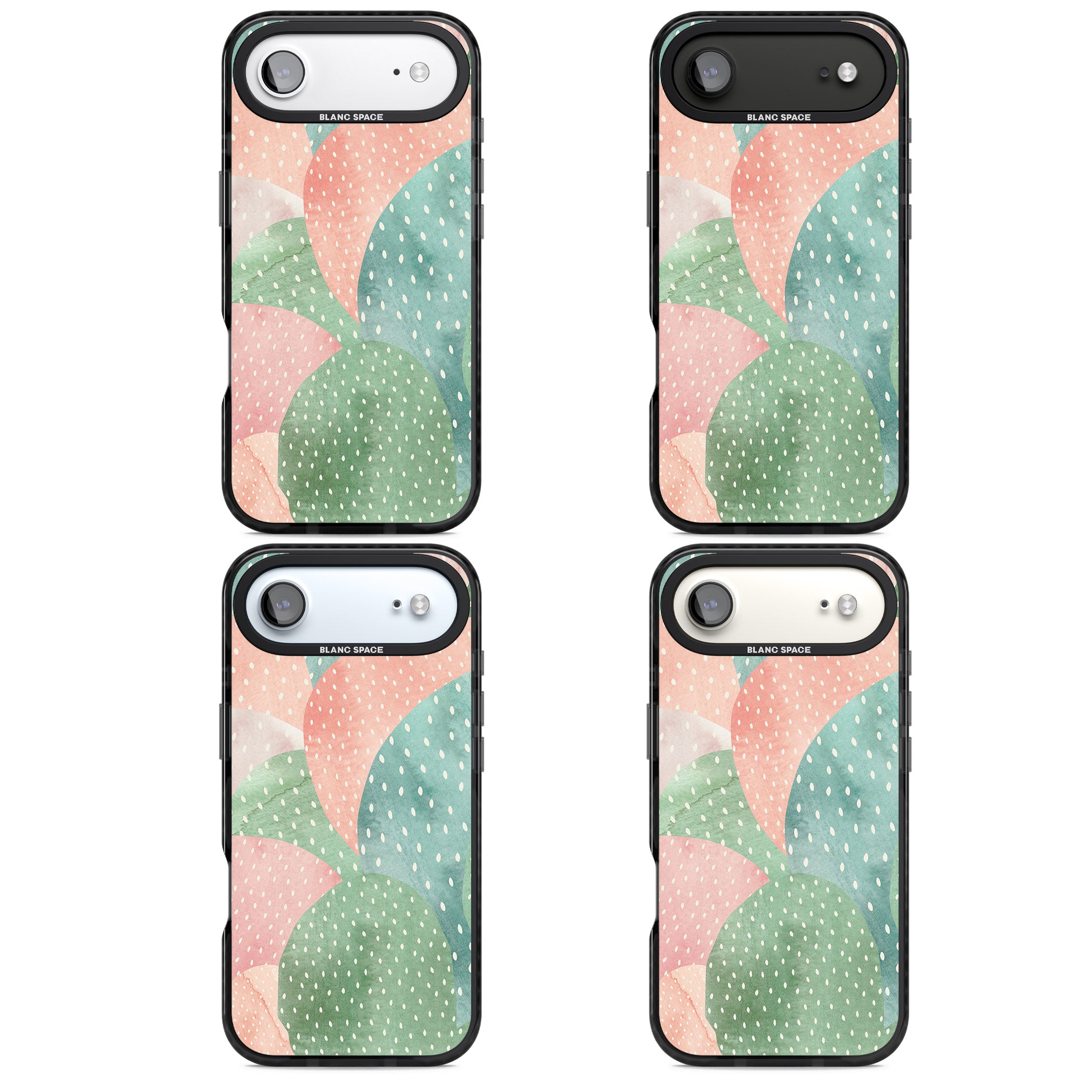 Pastel Cacti Pattern iPhone 17 Air Impact Pro Black Phone Case APT Impact Protection