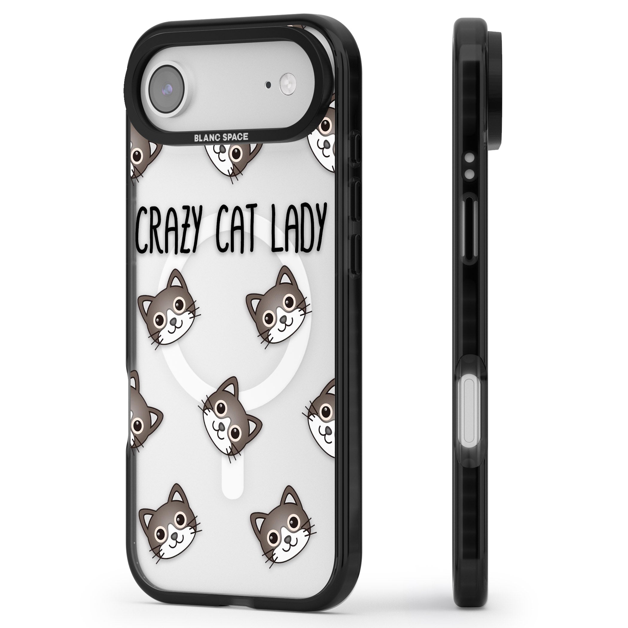 Crazy Cat Lady iPhone 17 Air Impact Pro Black Phone Case Side Profile