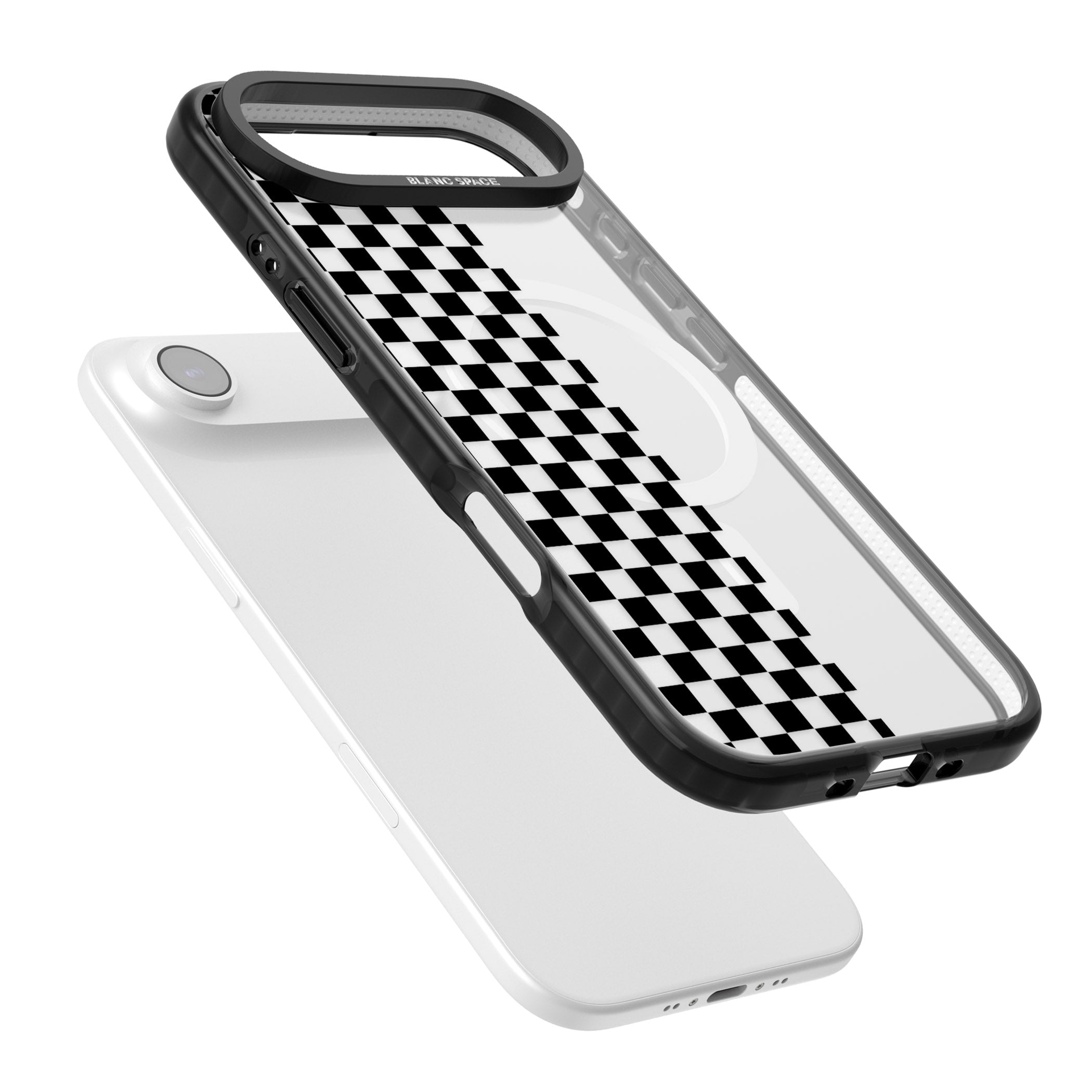 Checker: Half Black Check On Clear iPhone 17 Air Impact Pro Black Phone Case Colours