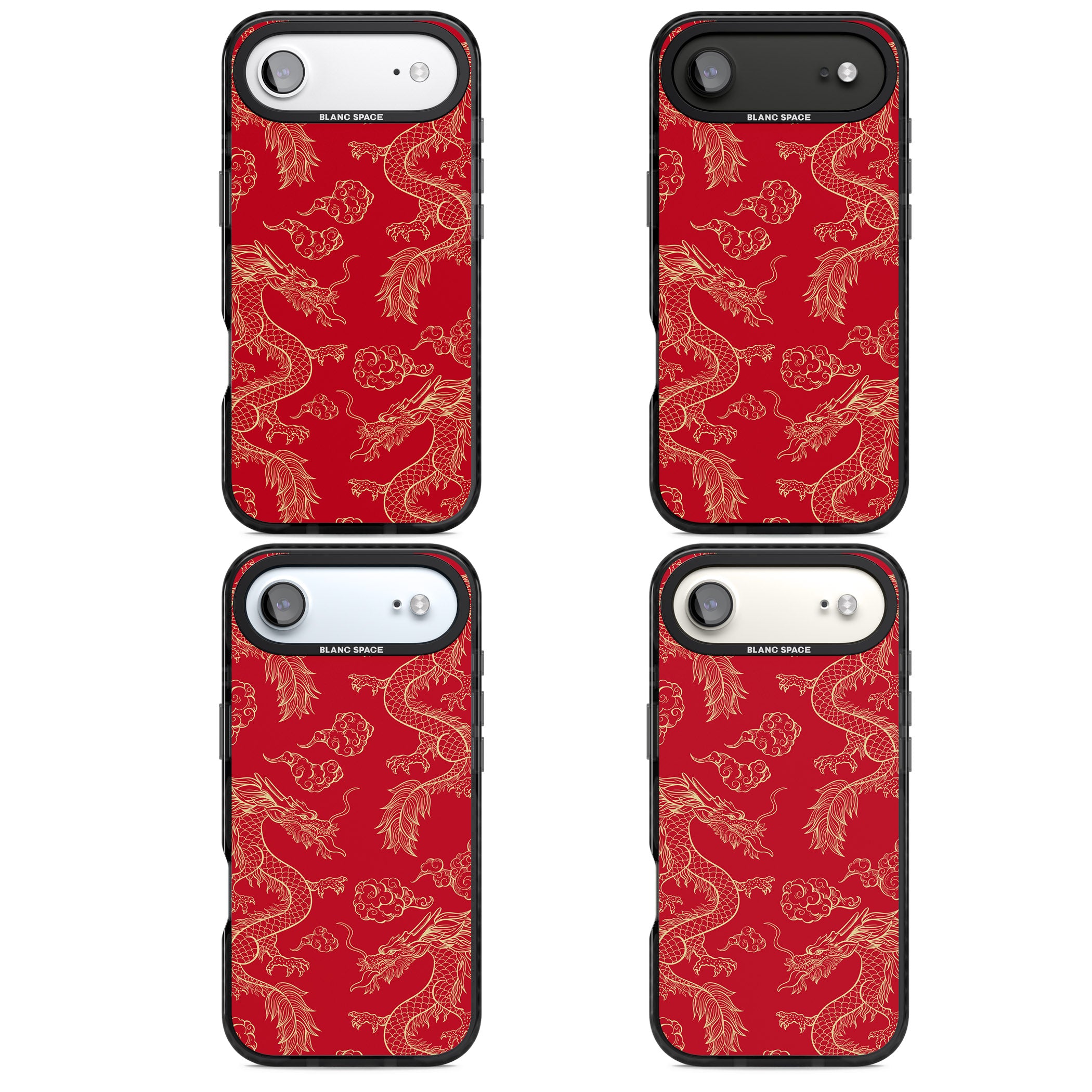 Red And Gold Dragon Pattern iPhone 17 Air Impact Pro Black Phone Case APT Impact Protection
