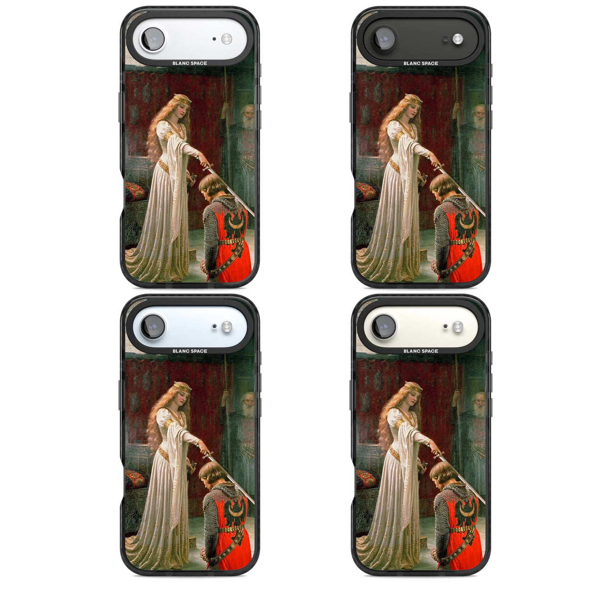 The Accolade renaissance art iPhone case featuring Edmund Blair Leighton's painting of a queen knighting a kneeling knight | Black Impact Magsafe case for iPhone Air