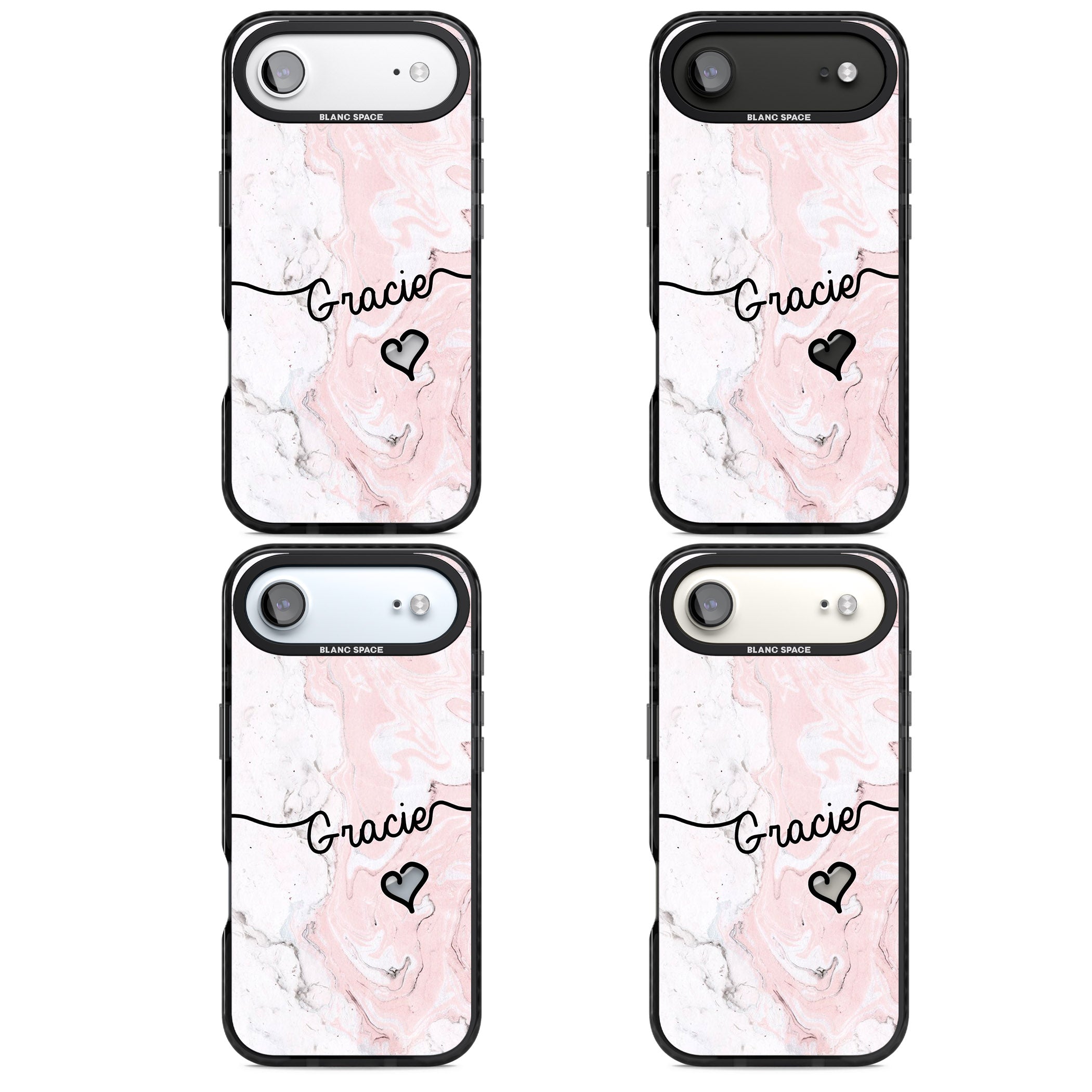 Personalised Pink Marble iPhone 17 Air Impact Pro Black Phone Case APT Impact Protection