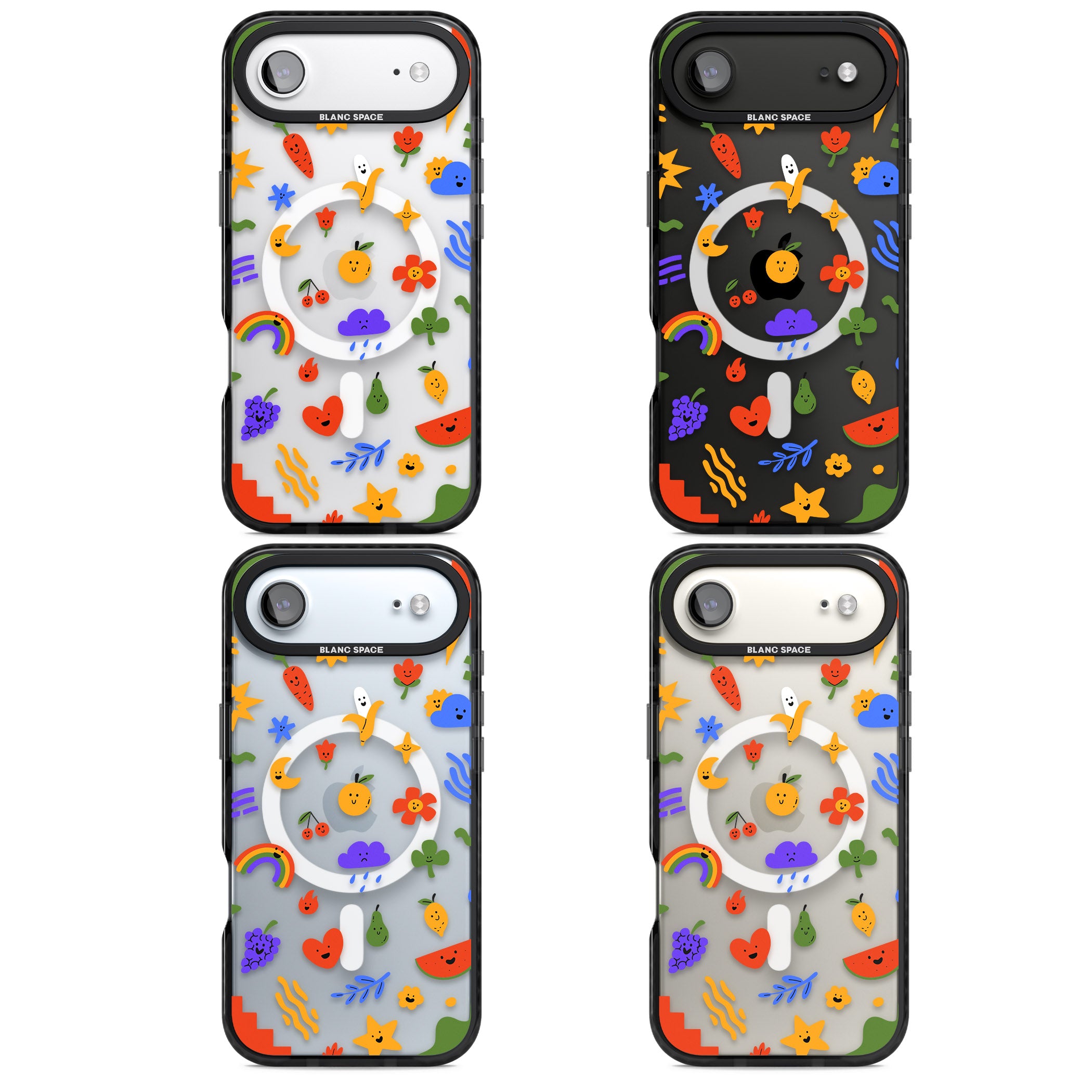 Quirky Cute Icon Pattern iPhone 17 Air Impact Pro Black Phone Case APT Impact Protection