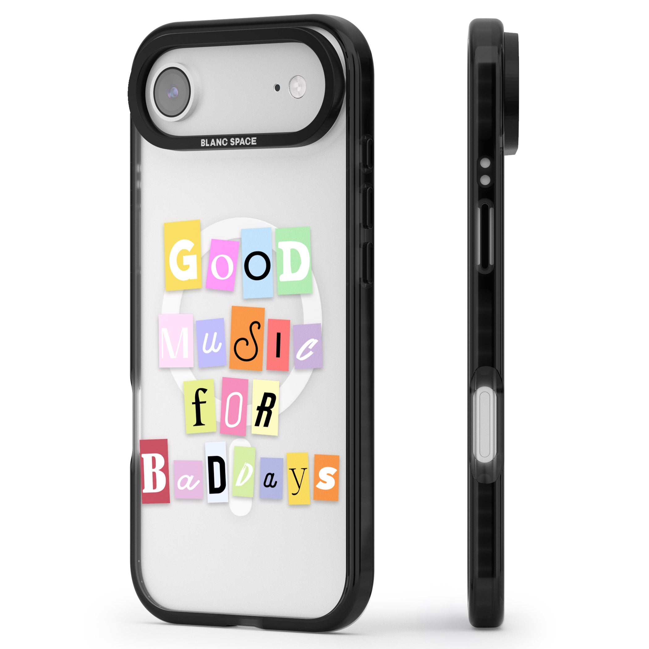 Good Music For Bad Days iPhone 17 Air Impact Pro Black Phone Case Side Profile