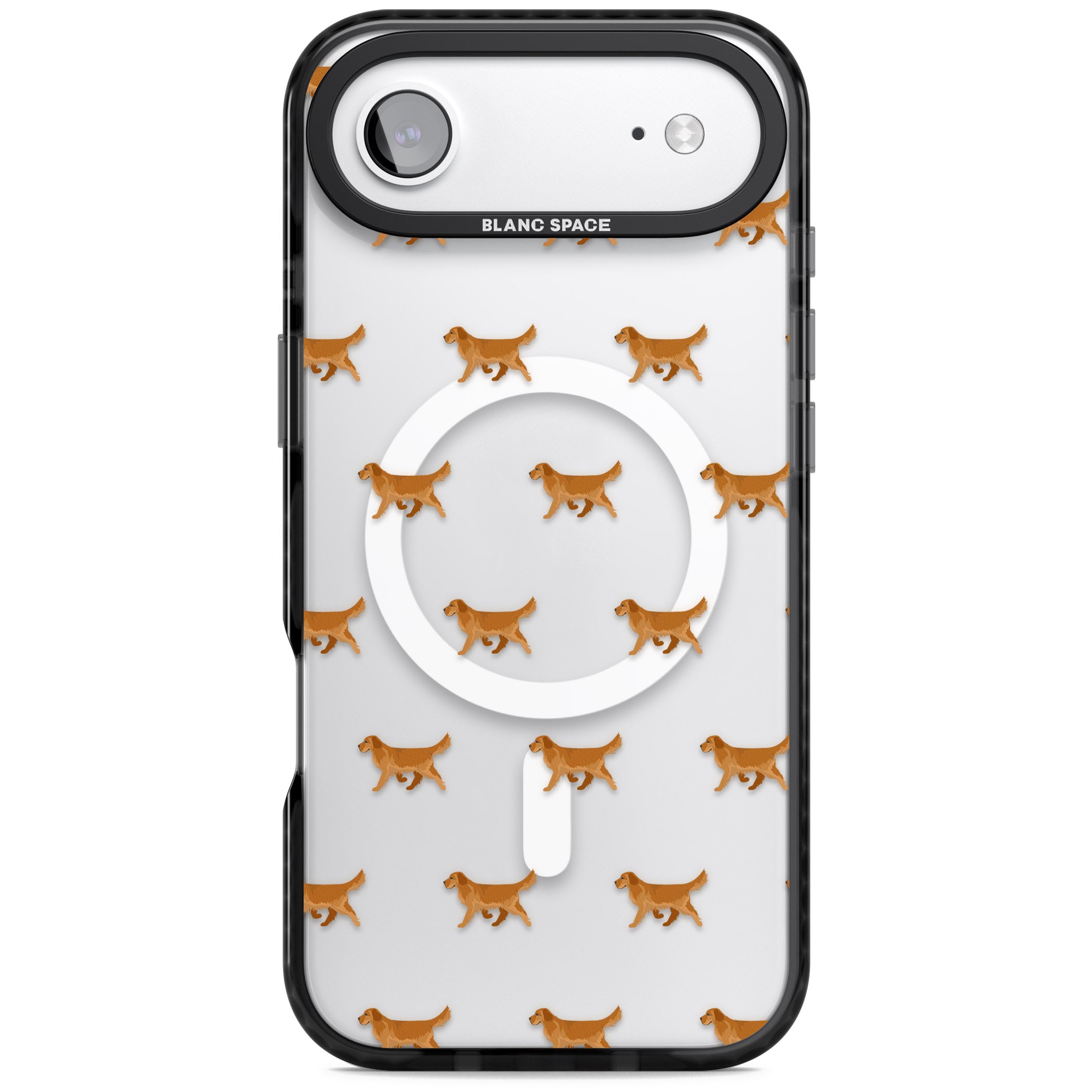 Golden Retriever Dog Pattern Clear iPhone 17 Air Impact Pro Black Phone Case