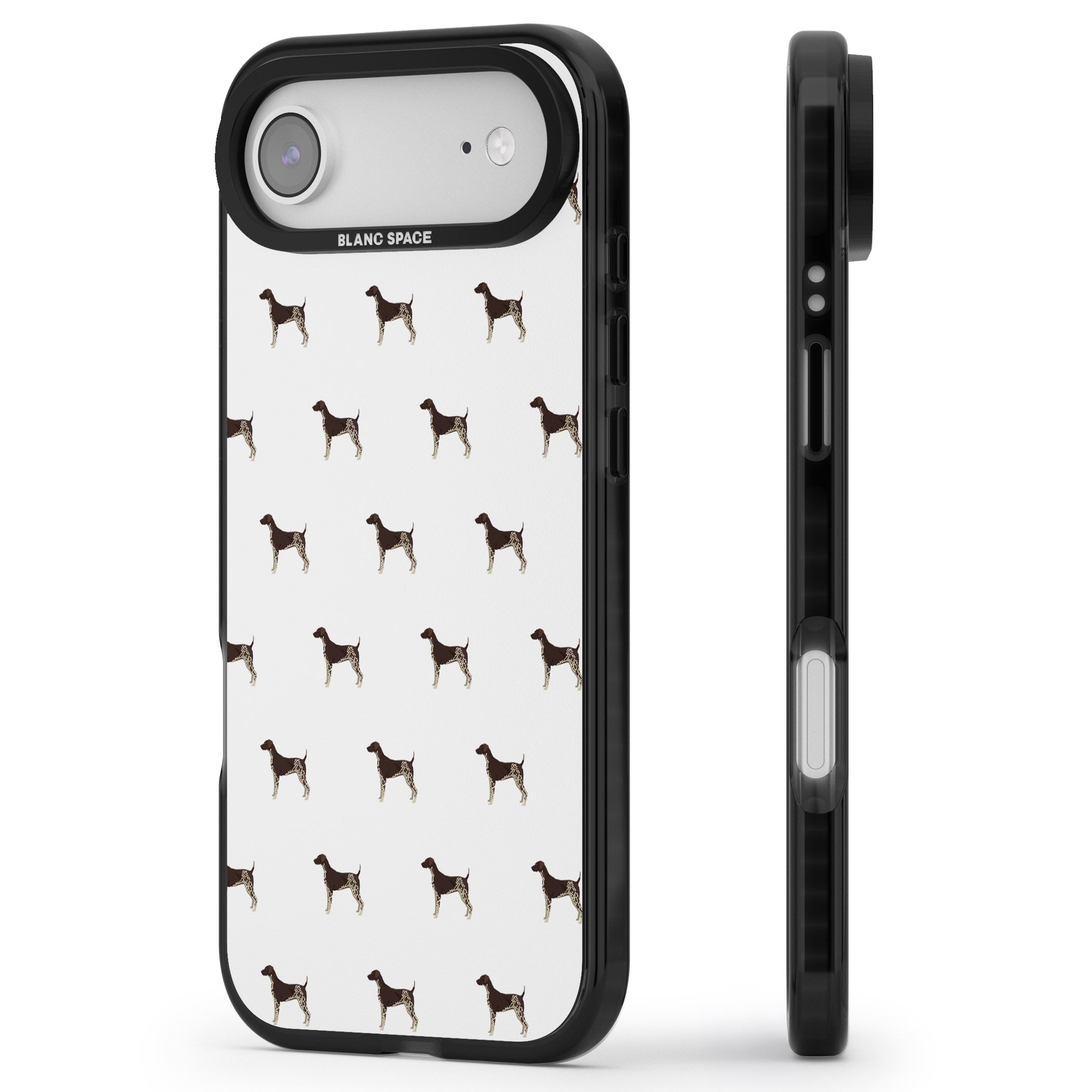 German Shorthaired Pointer Pattern iPhone 17 Air Impact Pro Black Phone Case Side Profile