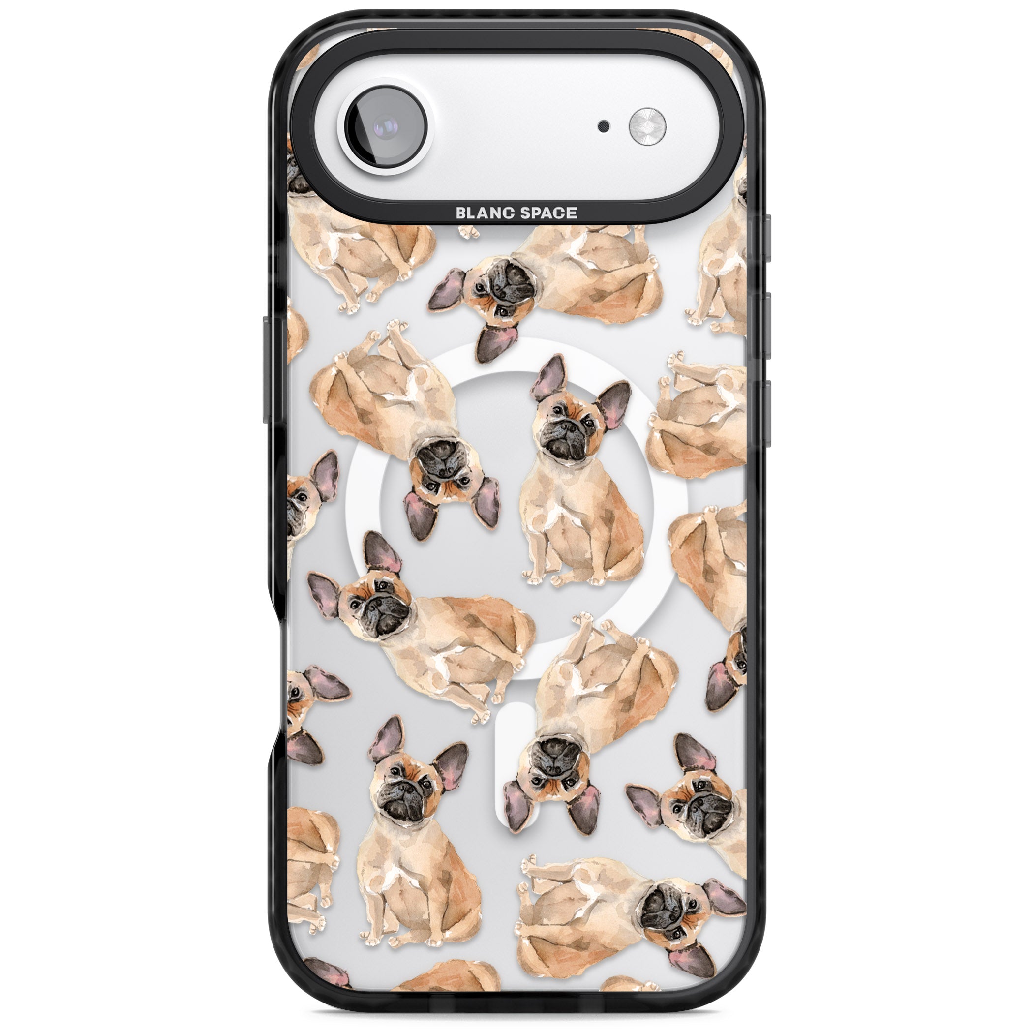 French Bulldog Watercolour Pattern iPhone 17 Air Impact Pro Black Phone Case