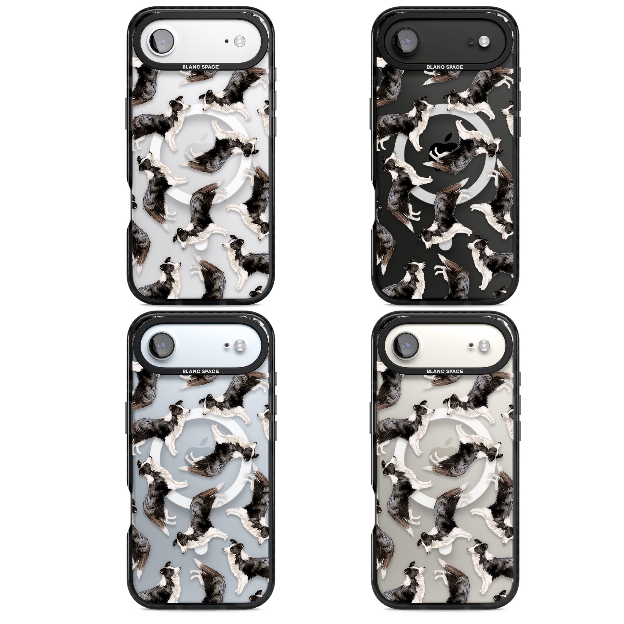 Border Collie Pattern Watercolour iPhone 17 Air Impact Pro Black Phone Case APT Impact Protection