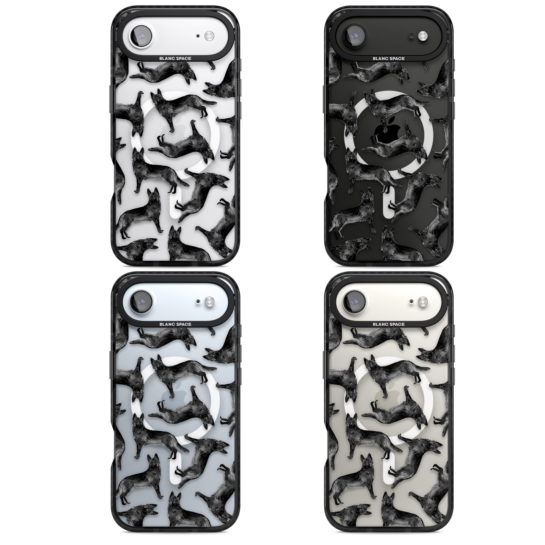 German Shepherd Pattern Black iPhone 17 Air Impact Pro Black Phone Case APT Impact Protection
