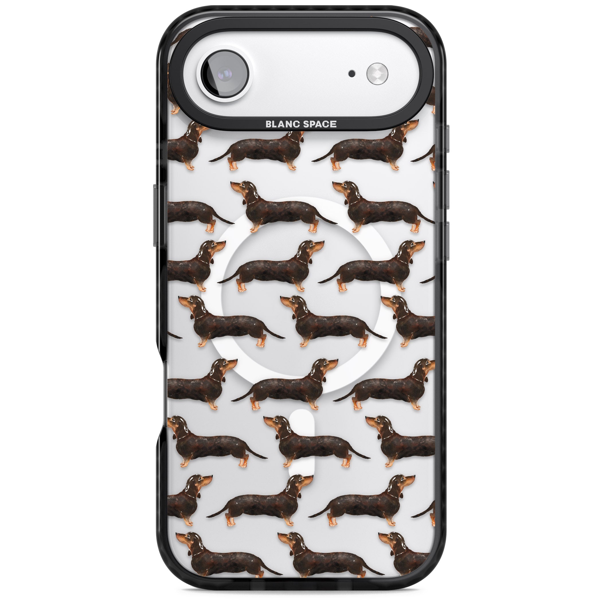 Dachshund Pattern Black Tan iPhone 17 Air Impact Pro Black Phone Case